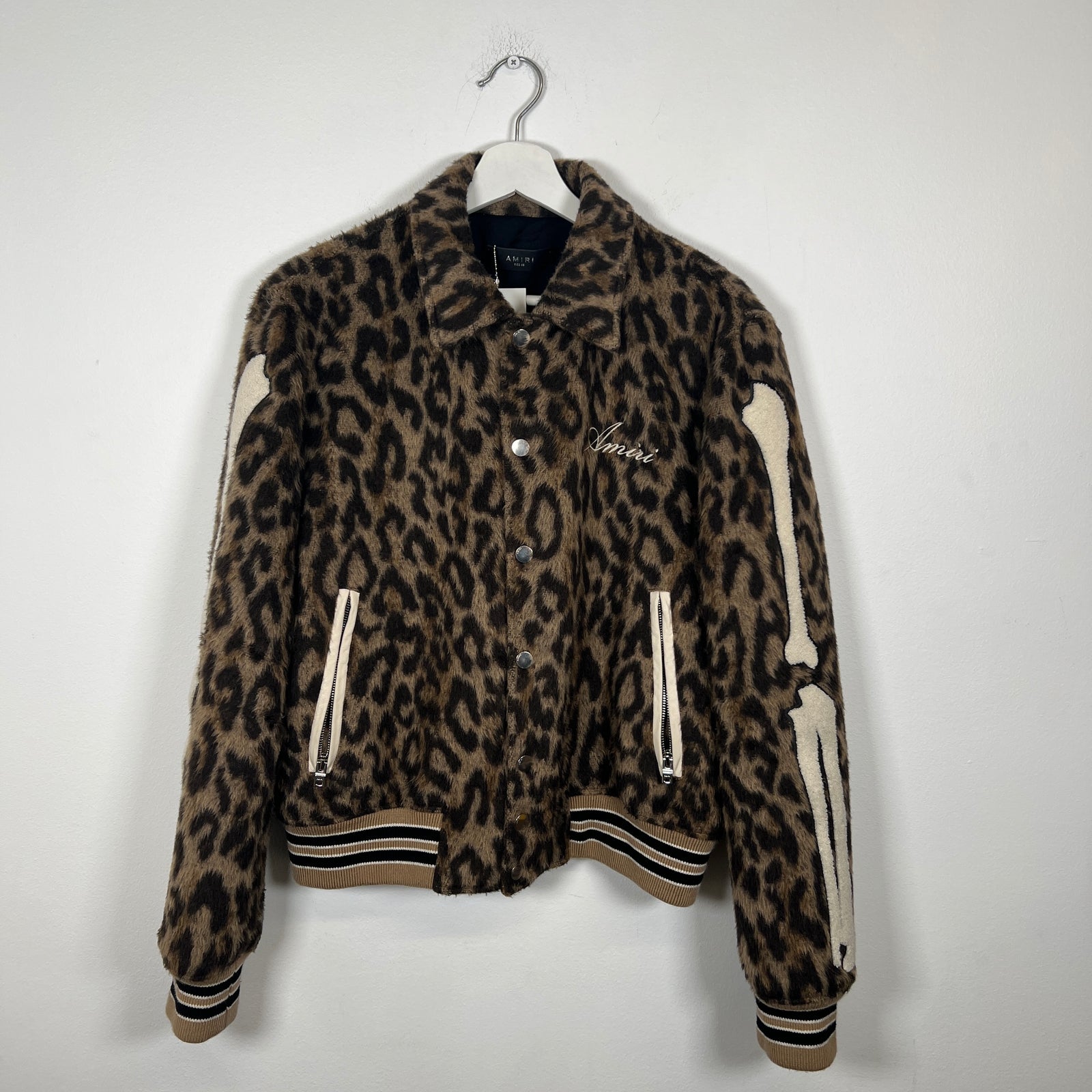 Amiri Leopard Bone Varsity Size M