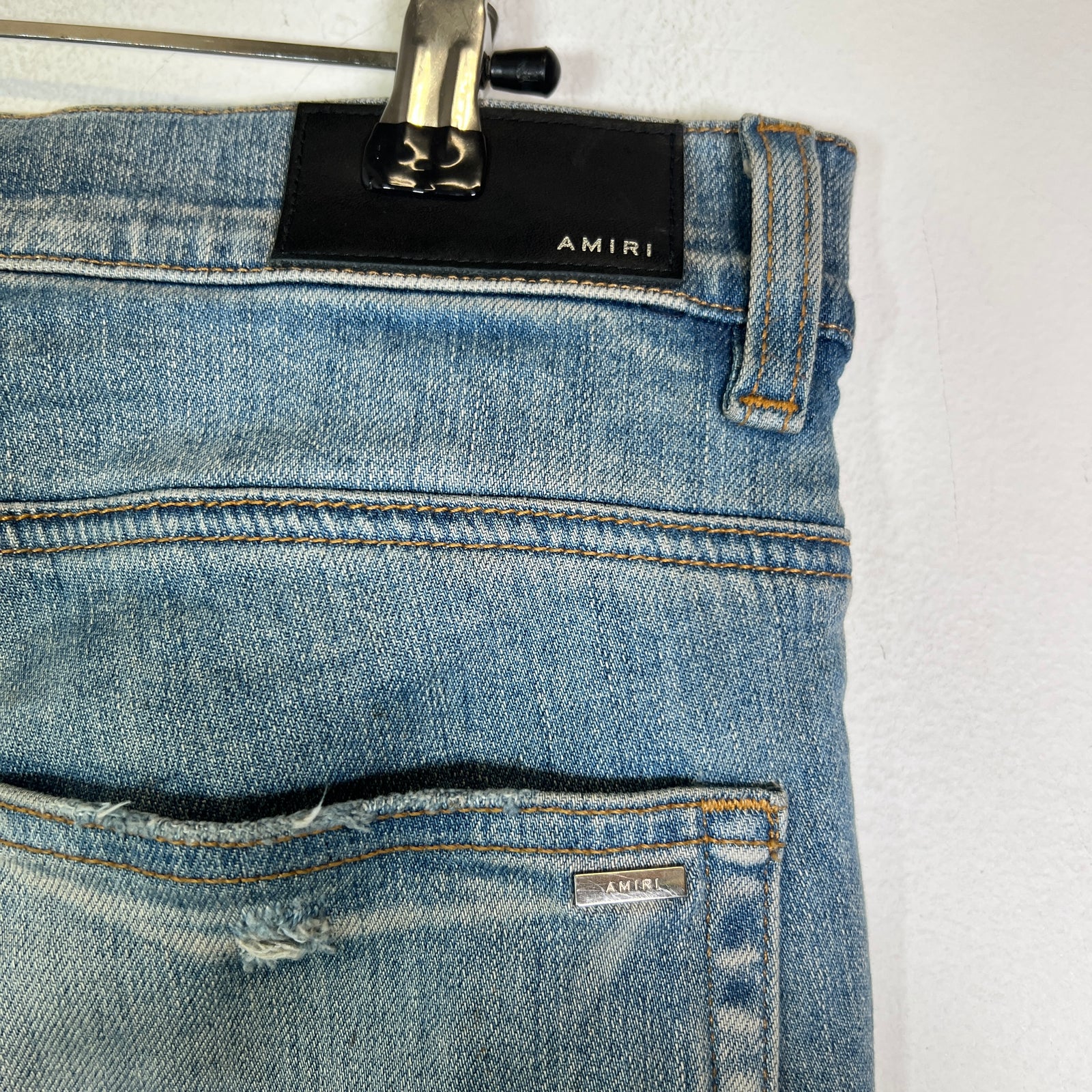 Amiri Clay Indigo Core Logo Camo Applique Jeans
