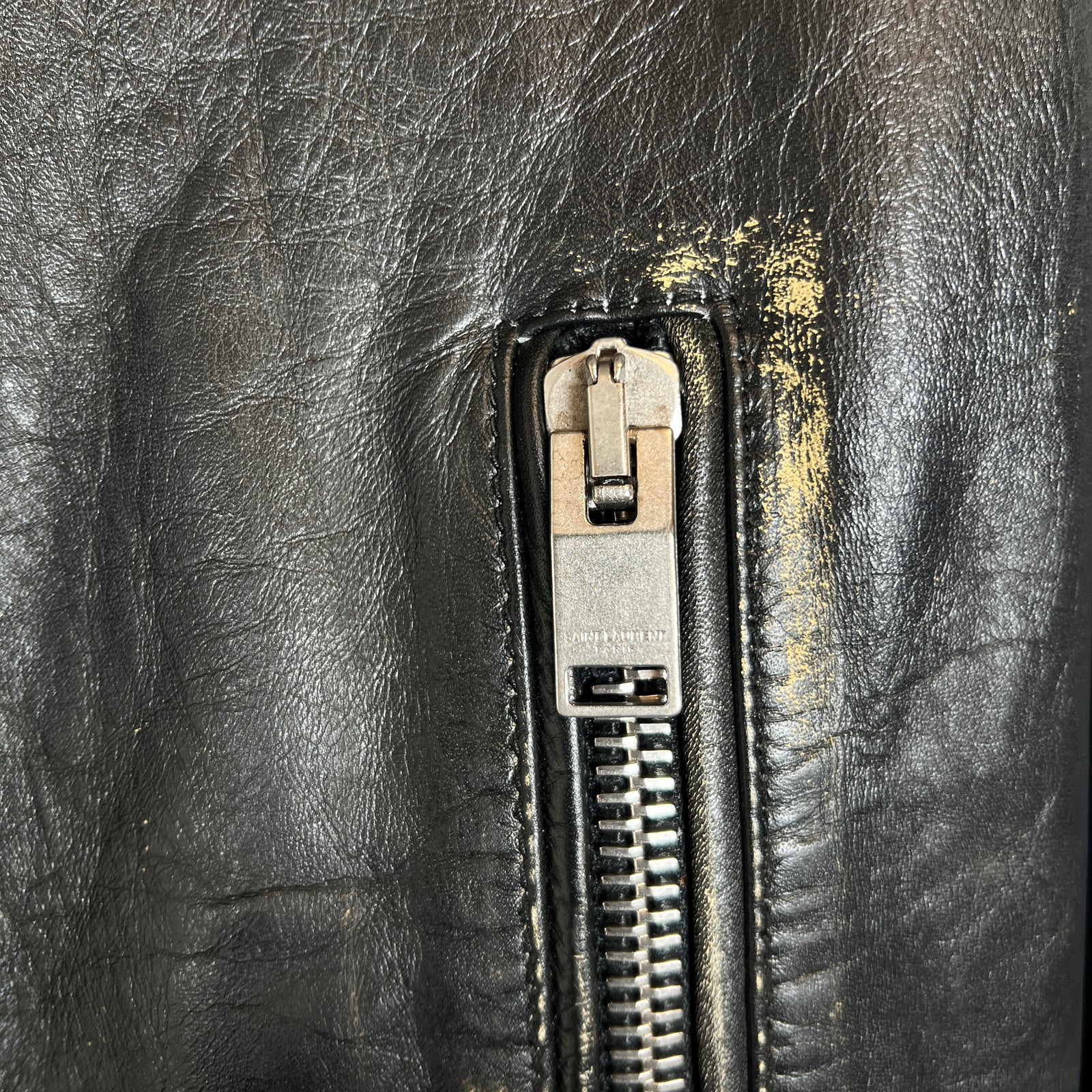 Saint Laurent Paris FW16 Distressed L01 Leather Biker Jacket Size 44