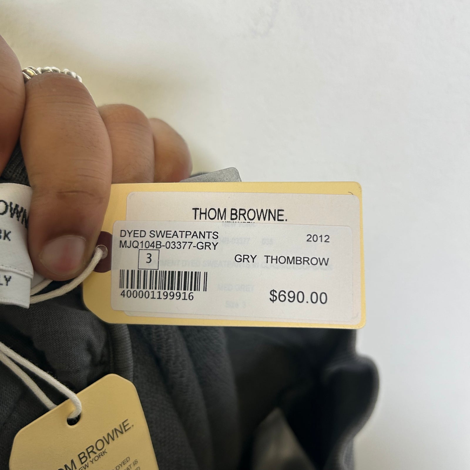 Thom Browne Dark Grey RWB Back Tag Sweatpants Size 3