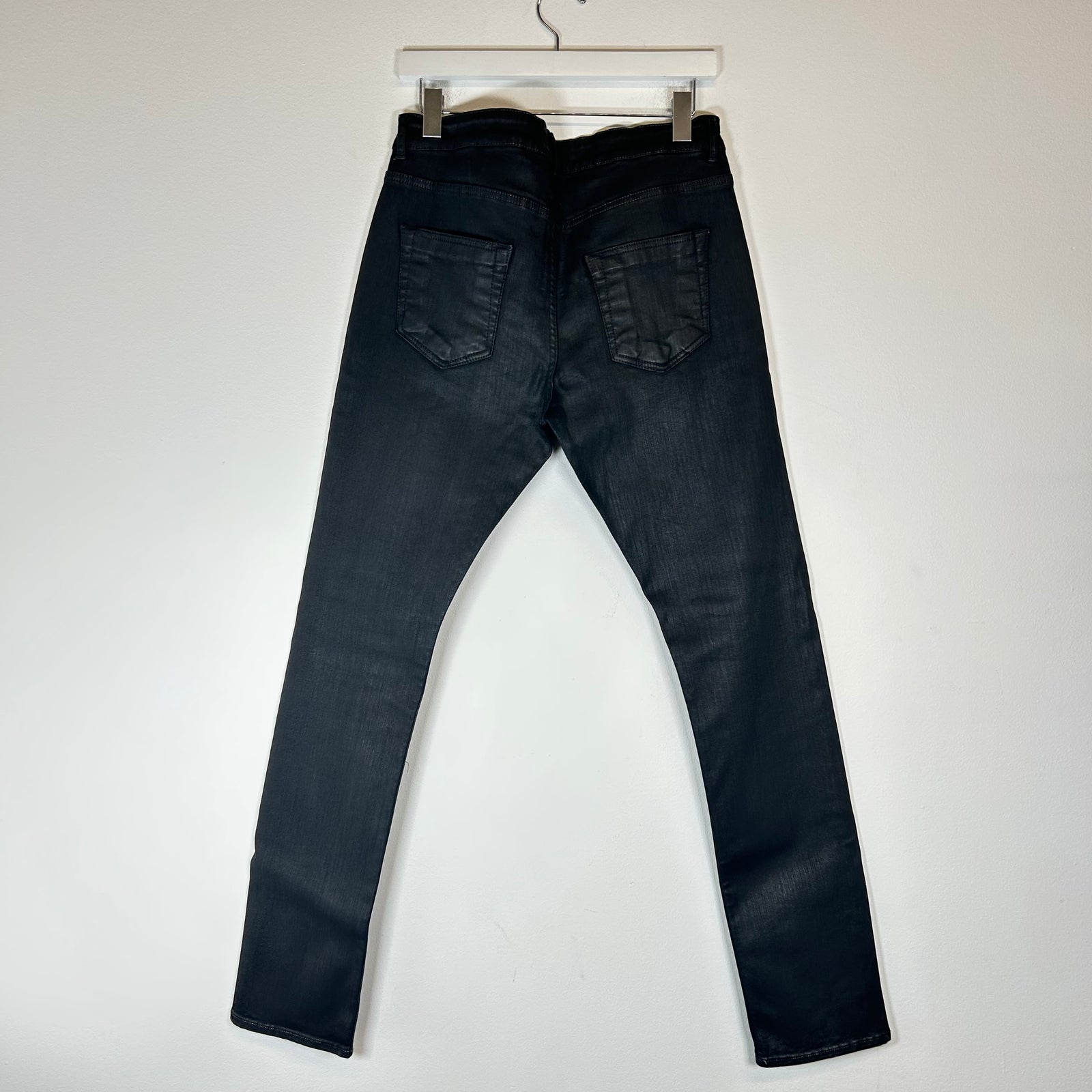 Rick Owens Drkshdw Black Waxed Detroit Cut Jeans Size 32