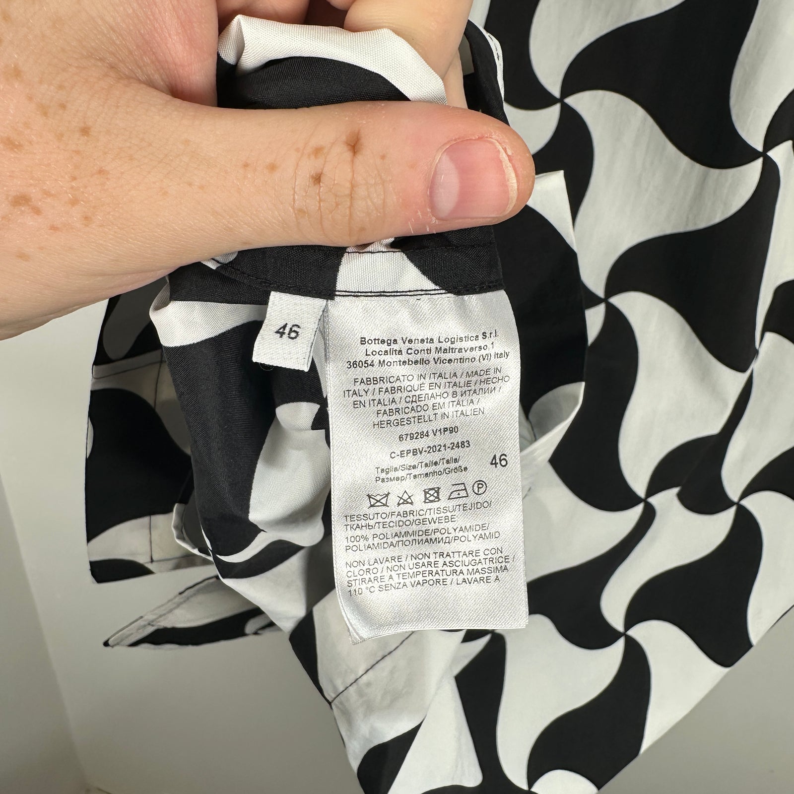Bottega Veneta Wavy Technical Button-up Shirt Size S