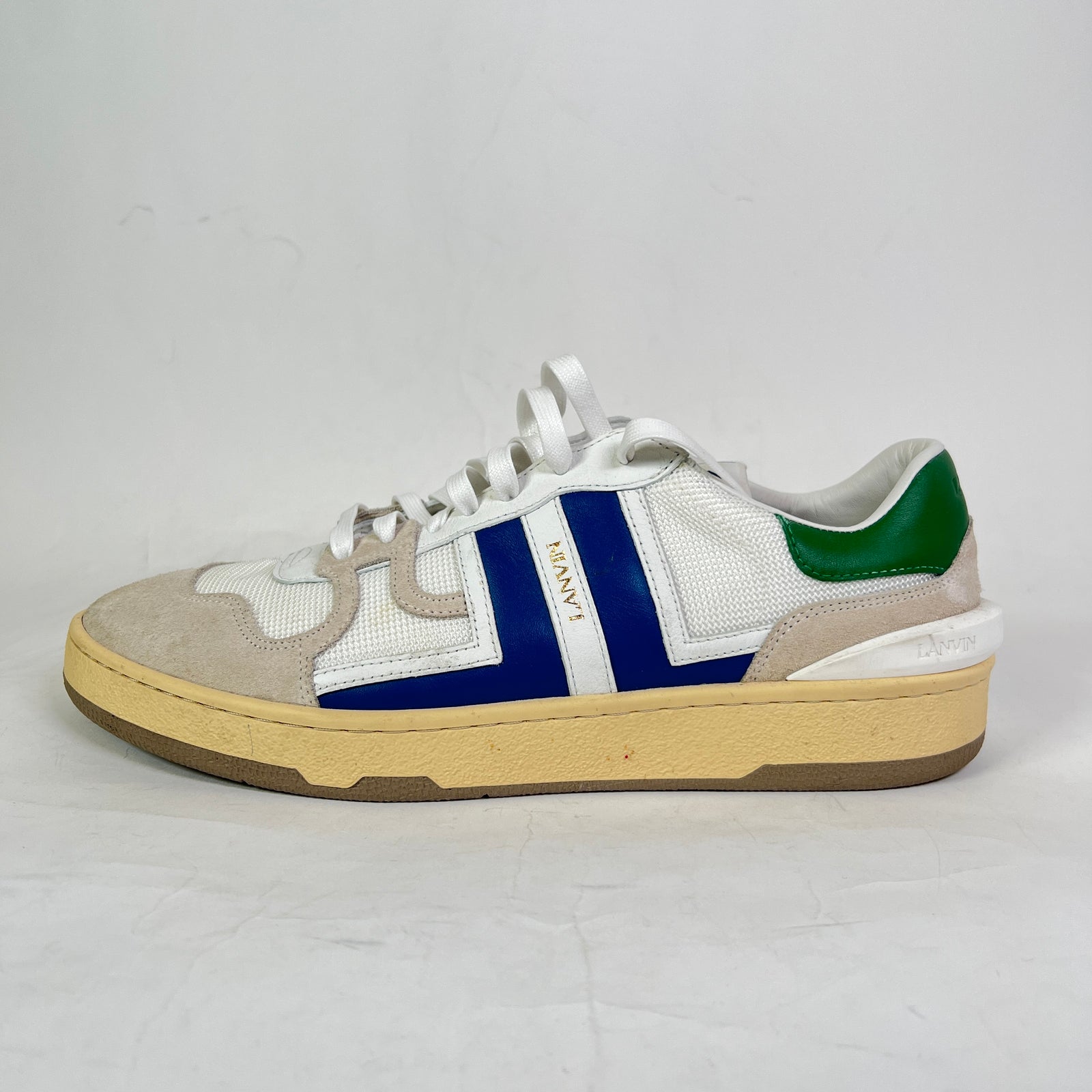 Lanvin White/Blue Clay Low-Top Sneaker Size 44