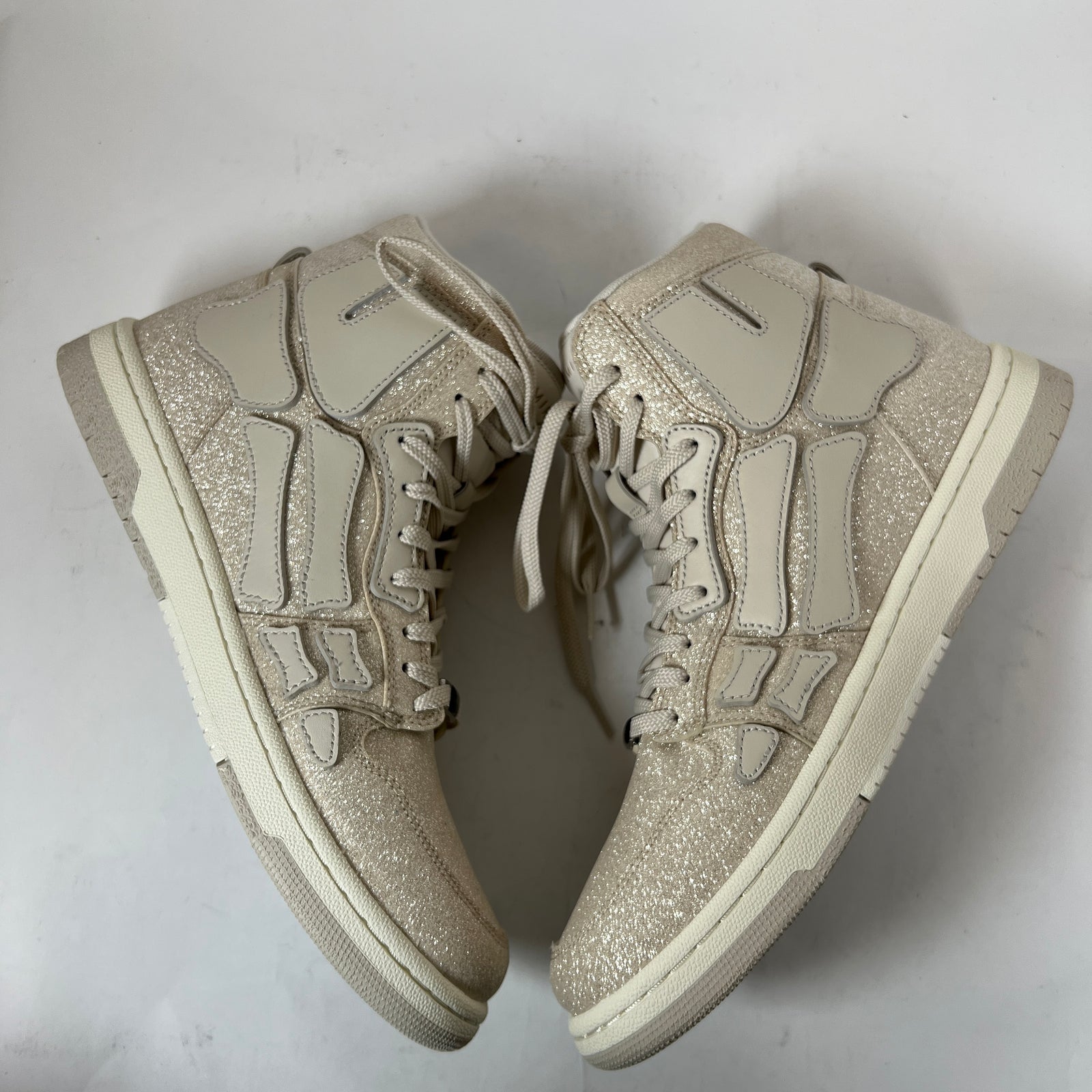 Amiri Beige Glitter Skel Hi-Top Sneaker Size 42