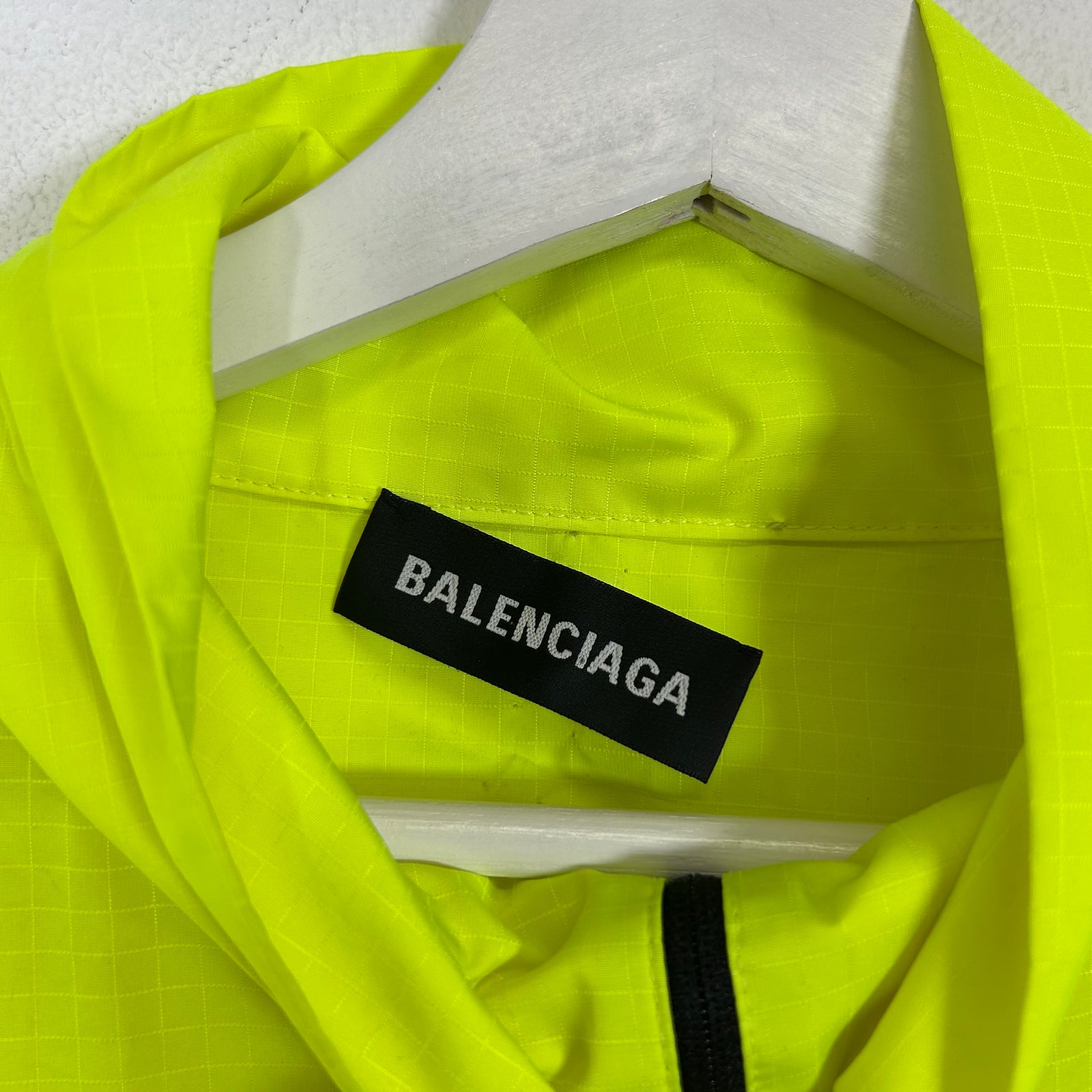 Balenciaga Neon Yellow Oversized Windbreaker Jacket Size XL