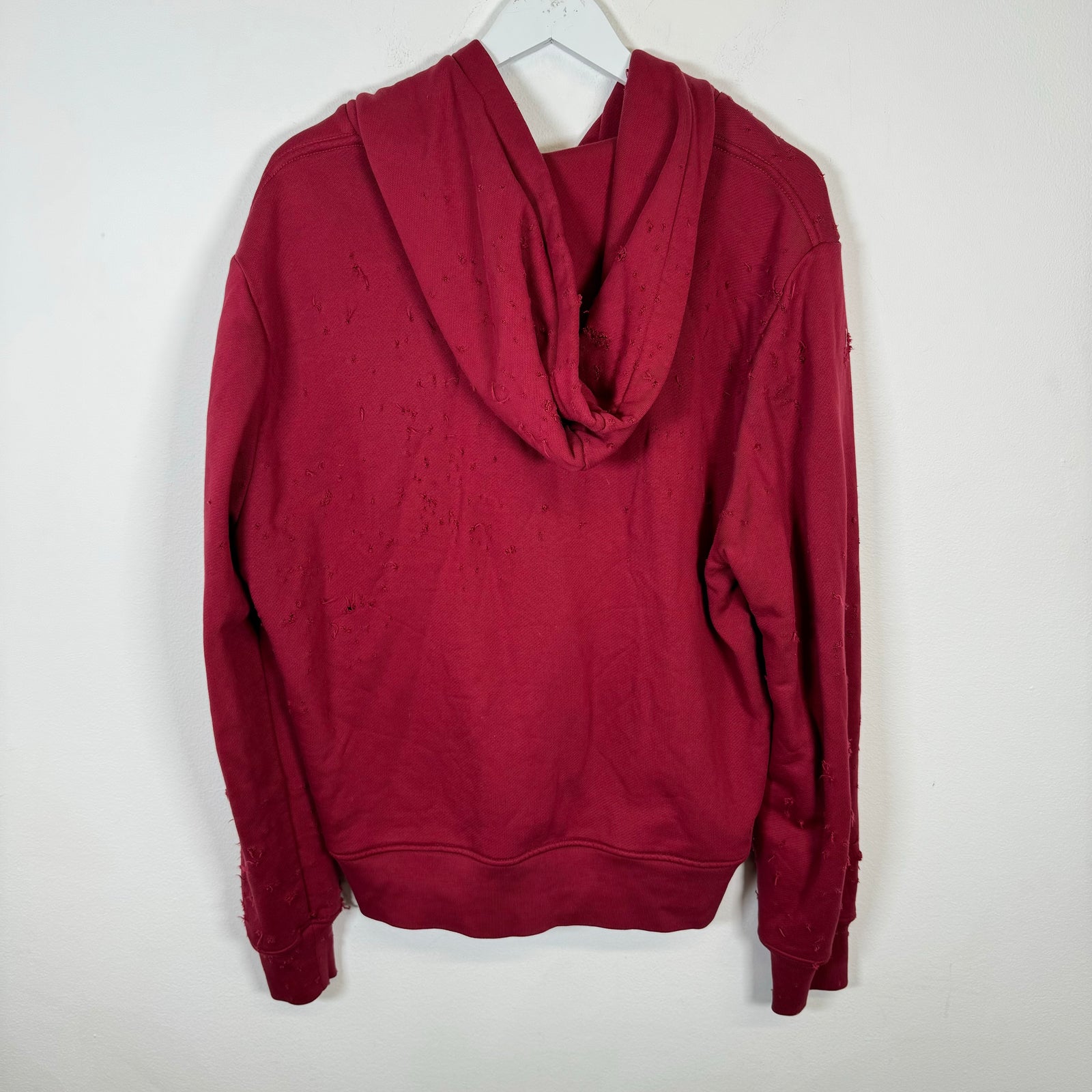 Amiri Burgundy Distressed 'Shotgun' Hoodie Size M