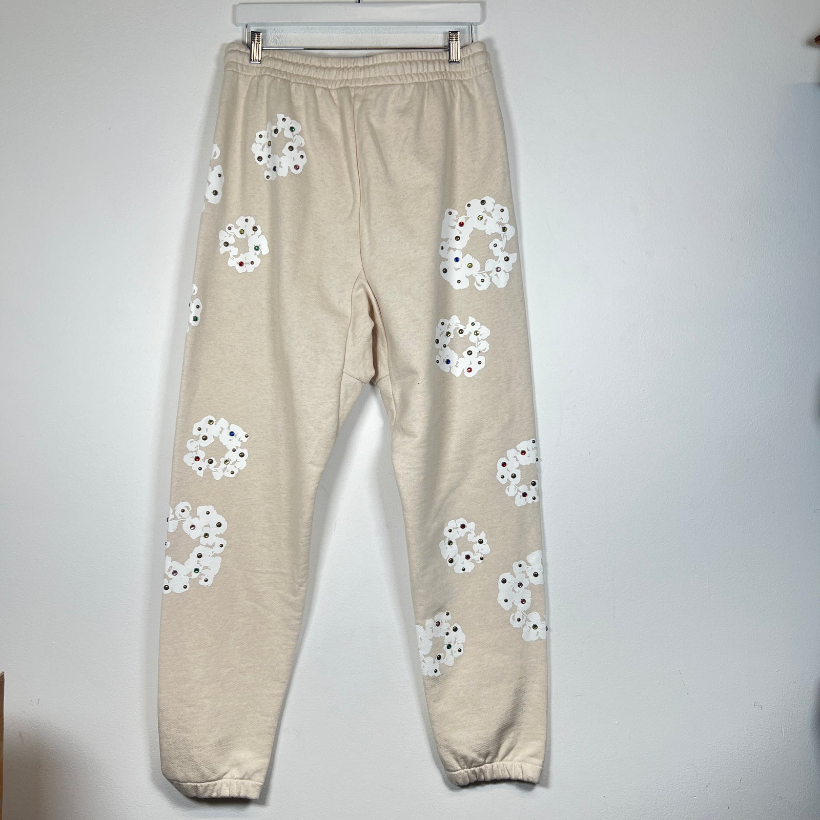 Denim Tears Oatmeal Rhinestone Wreath Zip-Up Sweatpants Size XXL