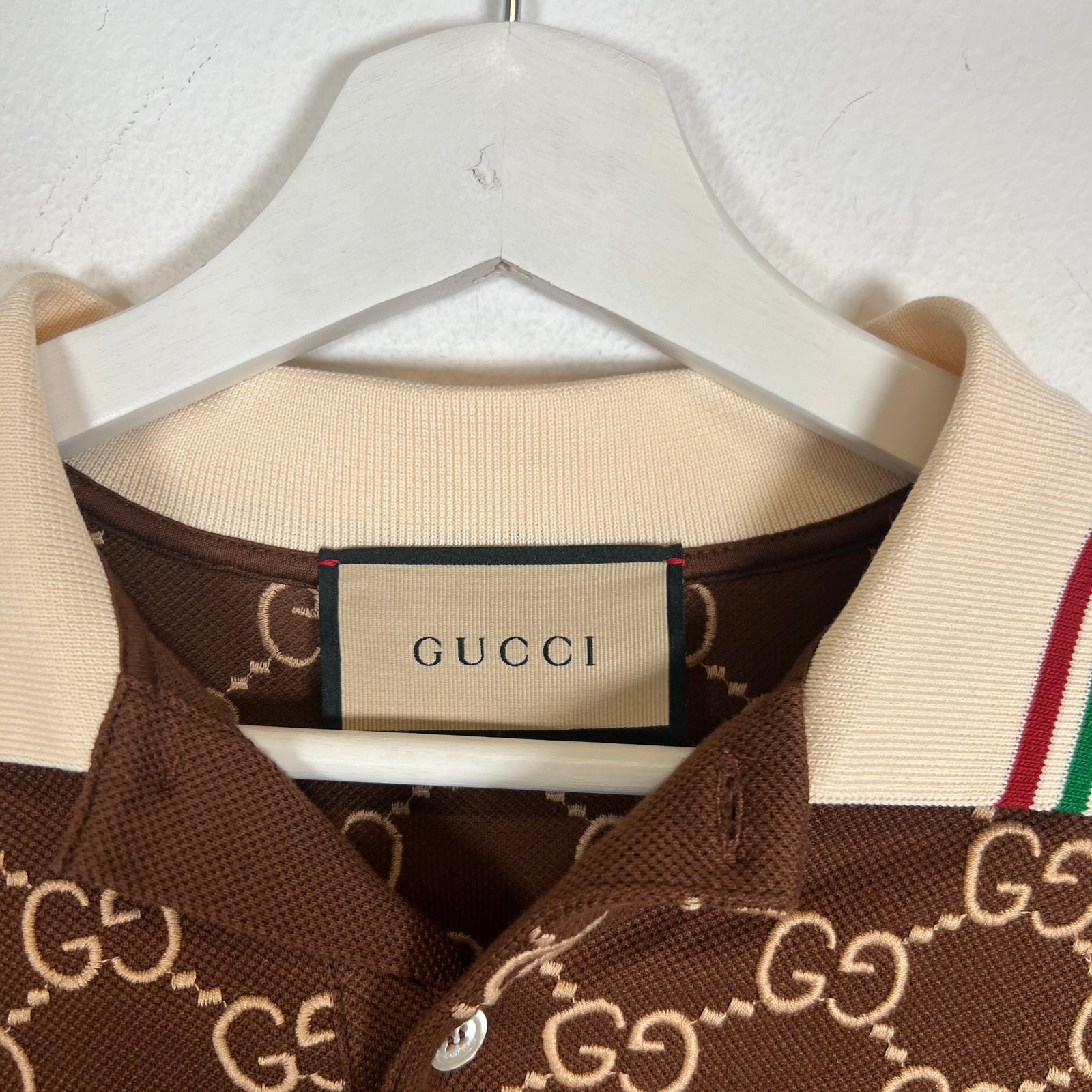 Gucci Brown Monogram Polo Shirt Size M