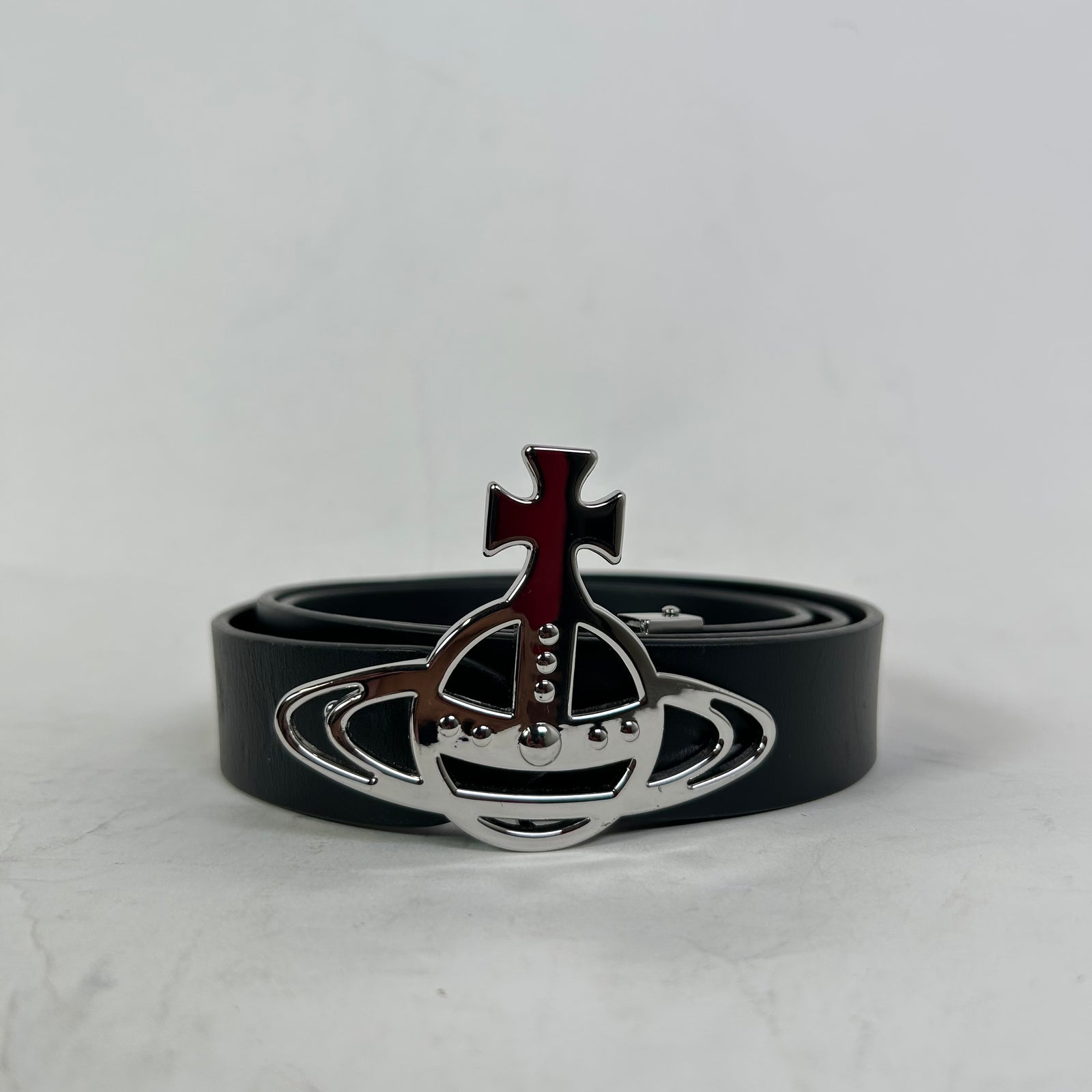 Vivienne Westwood Silver Orb Leather Belt