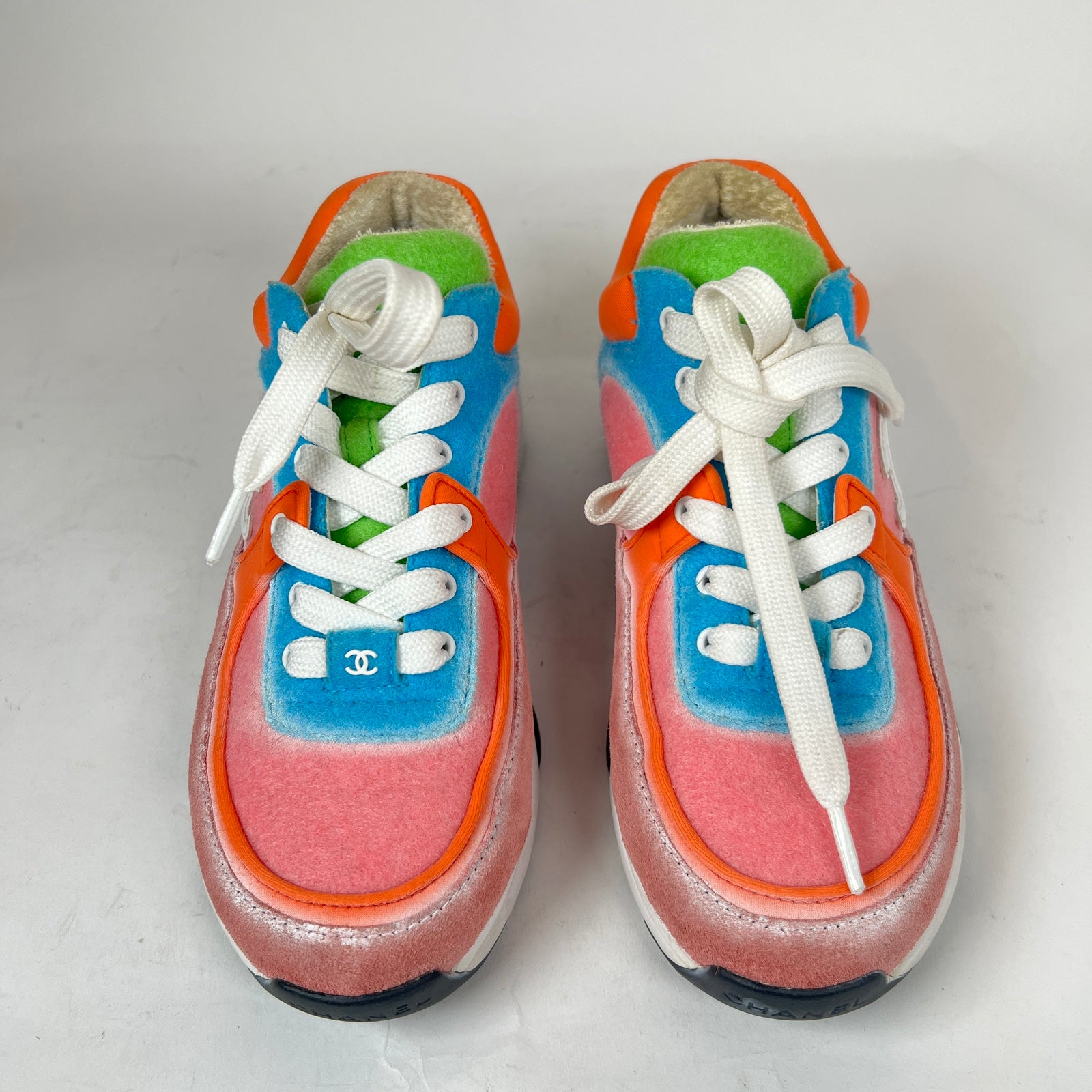 Chanel Multicolor Interlocking CC Suede Runner Size 36