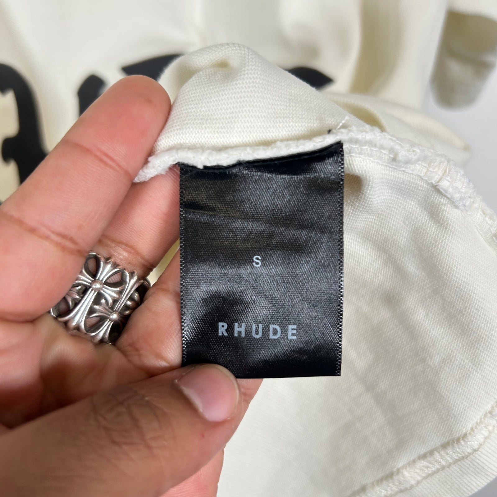 Rhude White Alma Mater Logo T-Shirt Size S