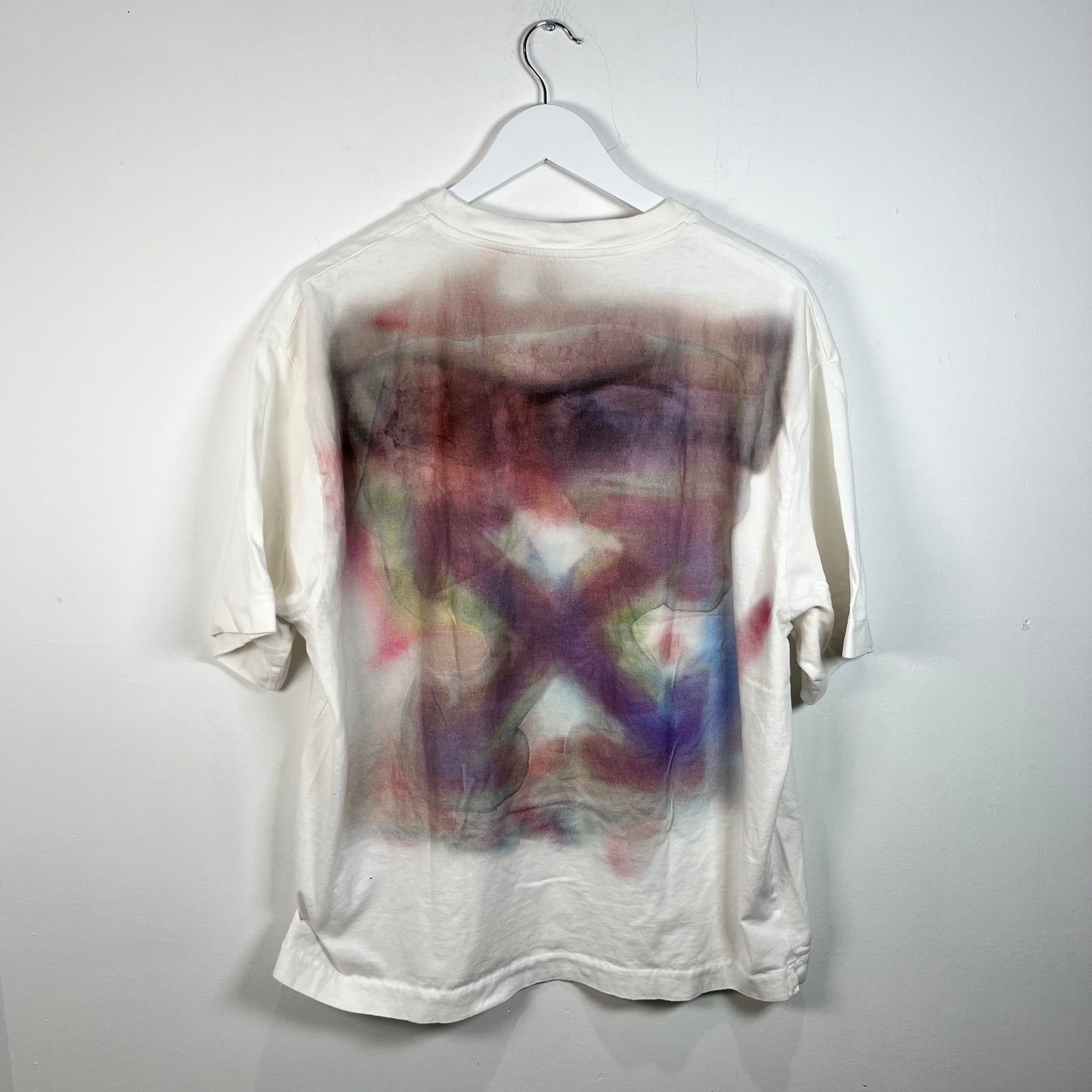 Off White Blurred Diagonal Graphic T-Shirt Size Medium