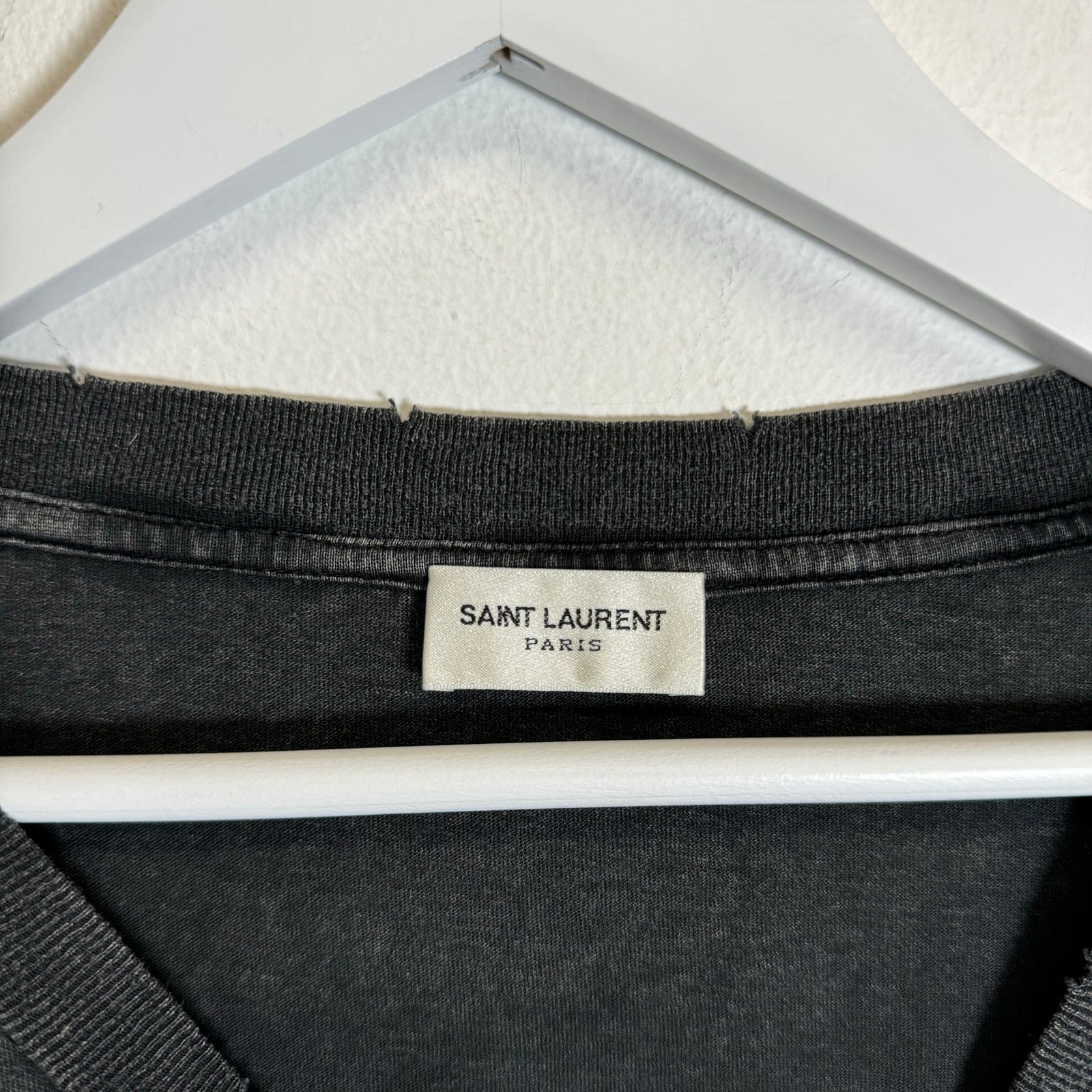 Saint Laurent Black Distressed Logo Tee Size XL