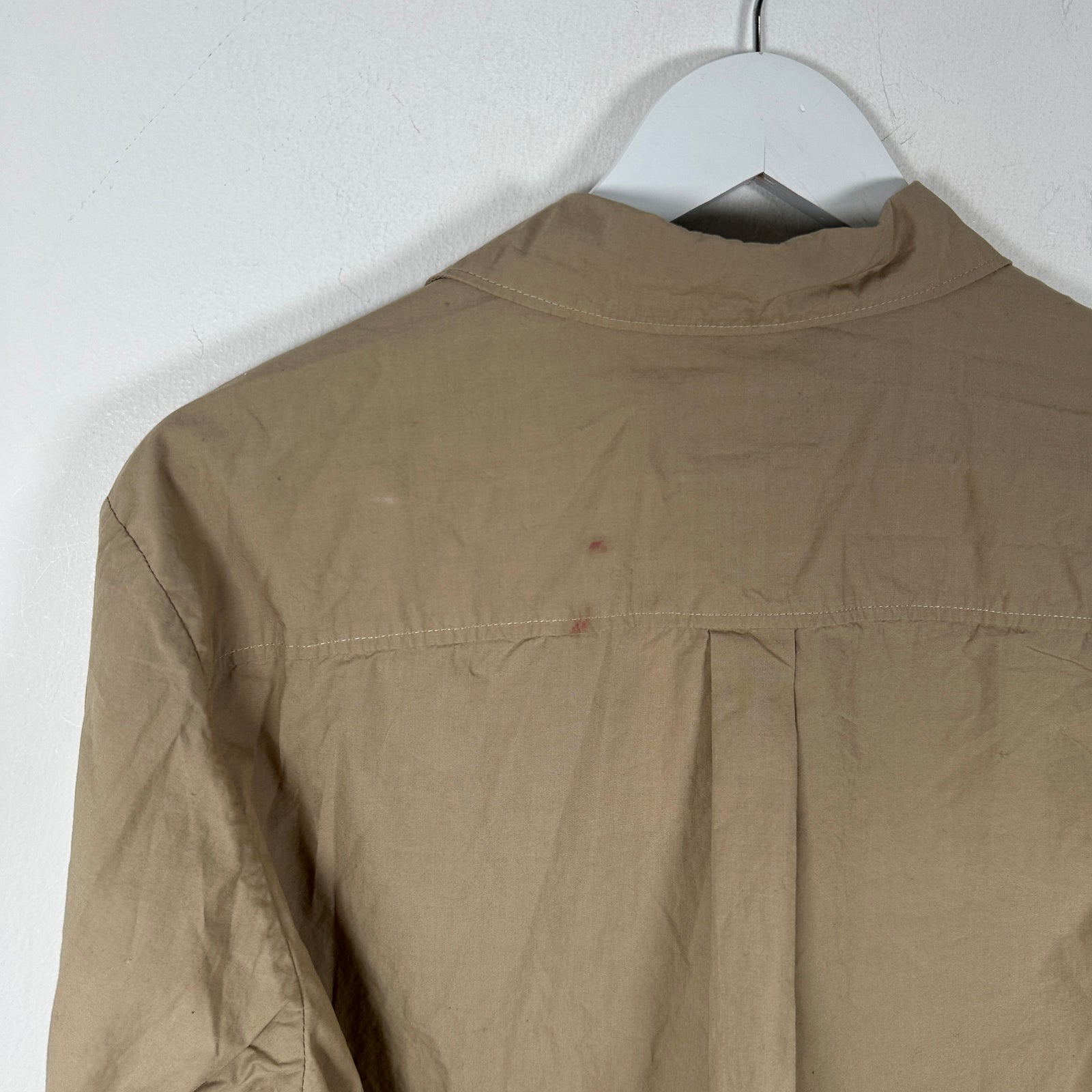 A.P.C. Nylon Khaki Button-Up Shirt Size S
