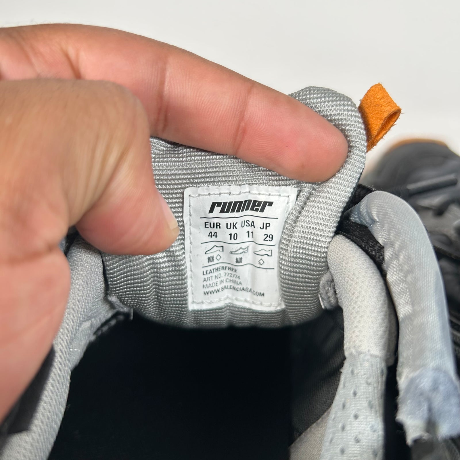 Balenciaga Black/Orange Nylon Runner Size 44