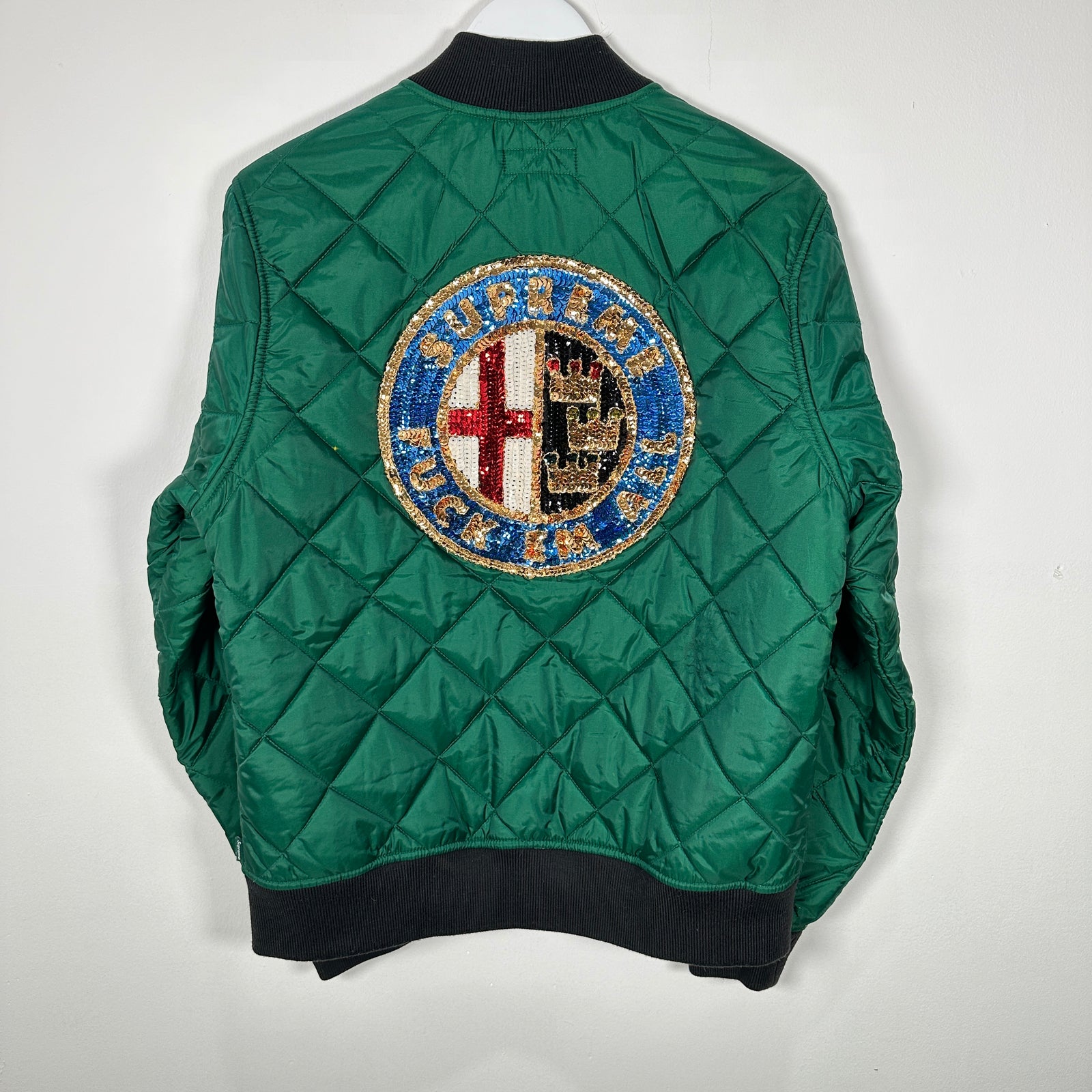 Supreme Sequin Patch Quilted Bomber Jacket Size M