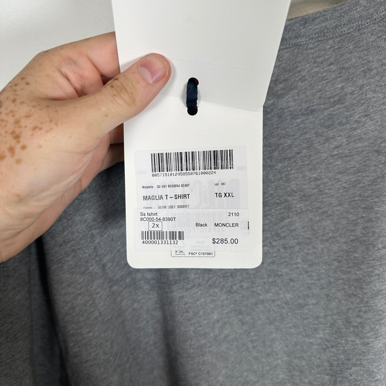 Moncler Maglia Flocked Logo Grey T-Shirt 2XL