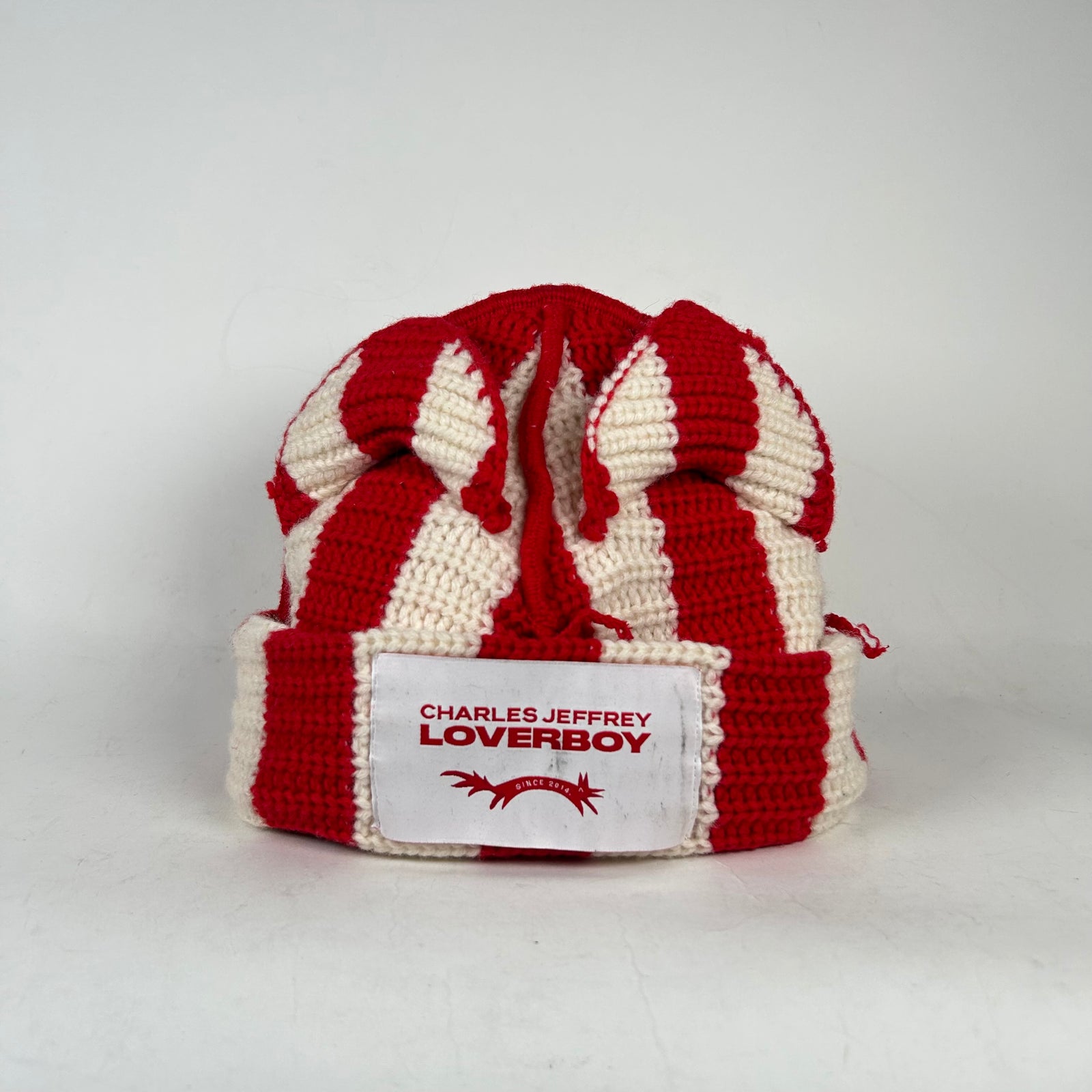 Charles Jeffrey Loverboy Red Striped Ears Beanie