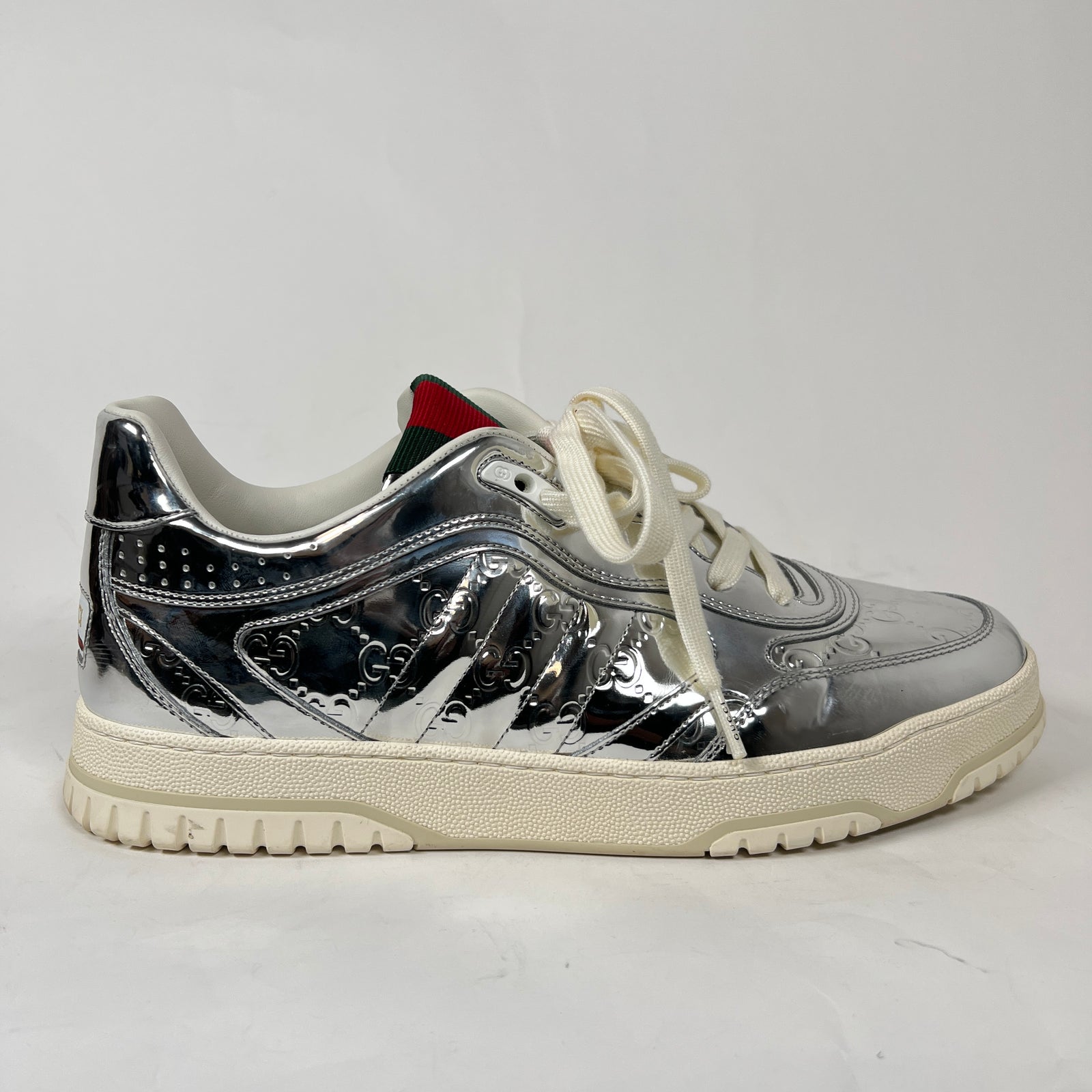 Gucci Metallic Silver GG Re-Web Sneaker Size GG 11