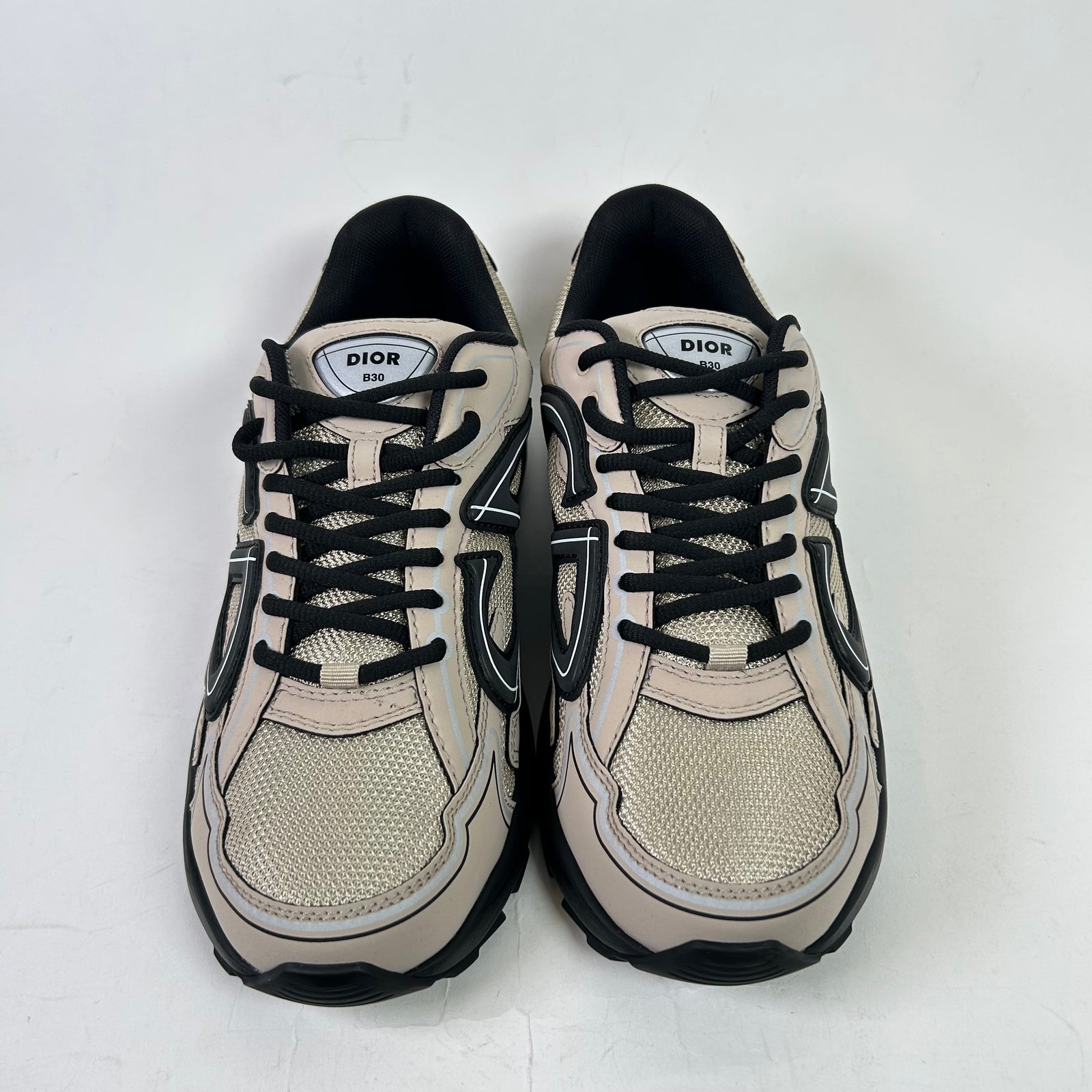 Dior B30 Beige/Black Mesh Microfiber Sneakers