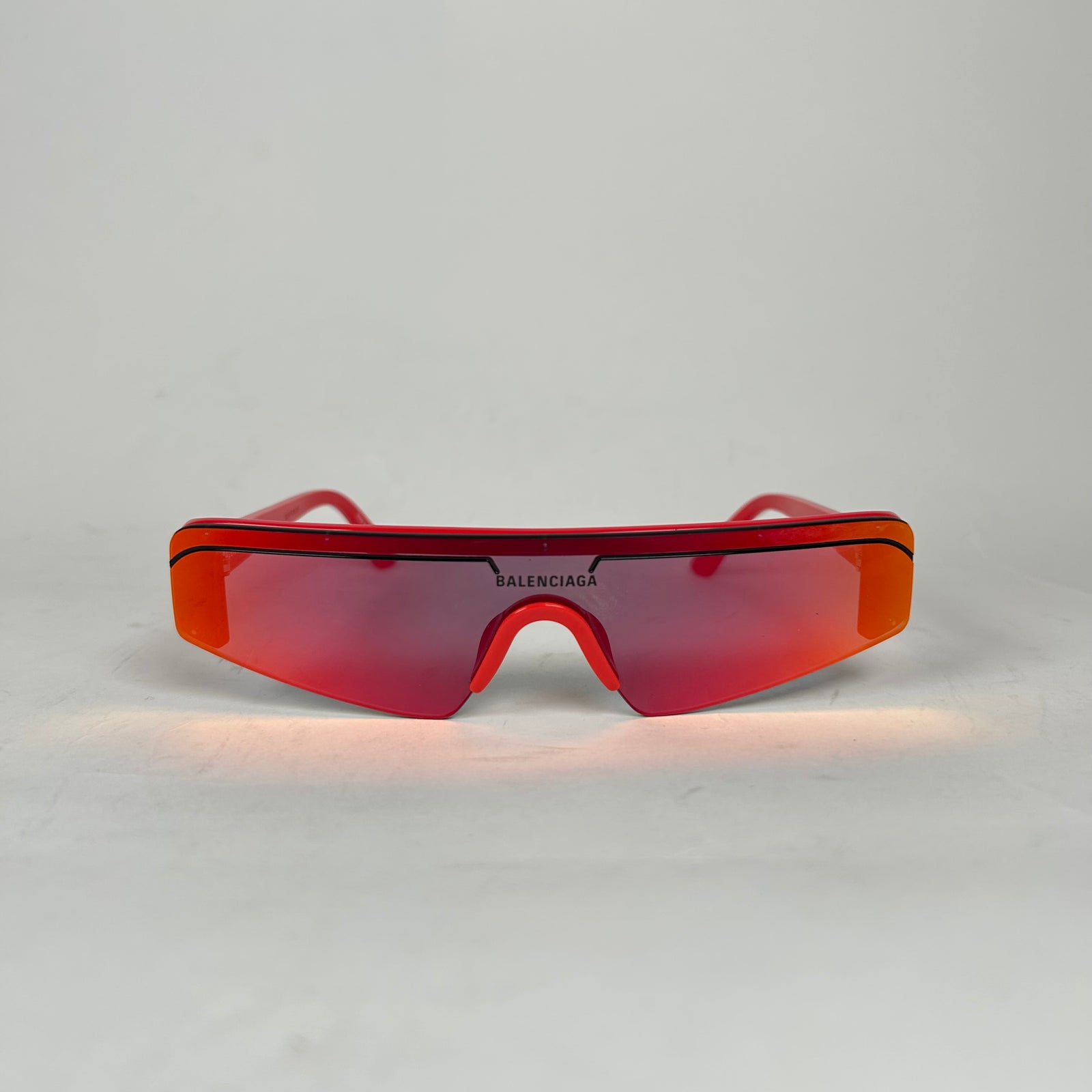 Balenciaga Red Ski Rectangle Glasses