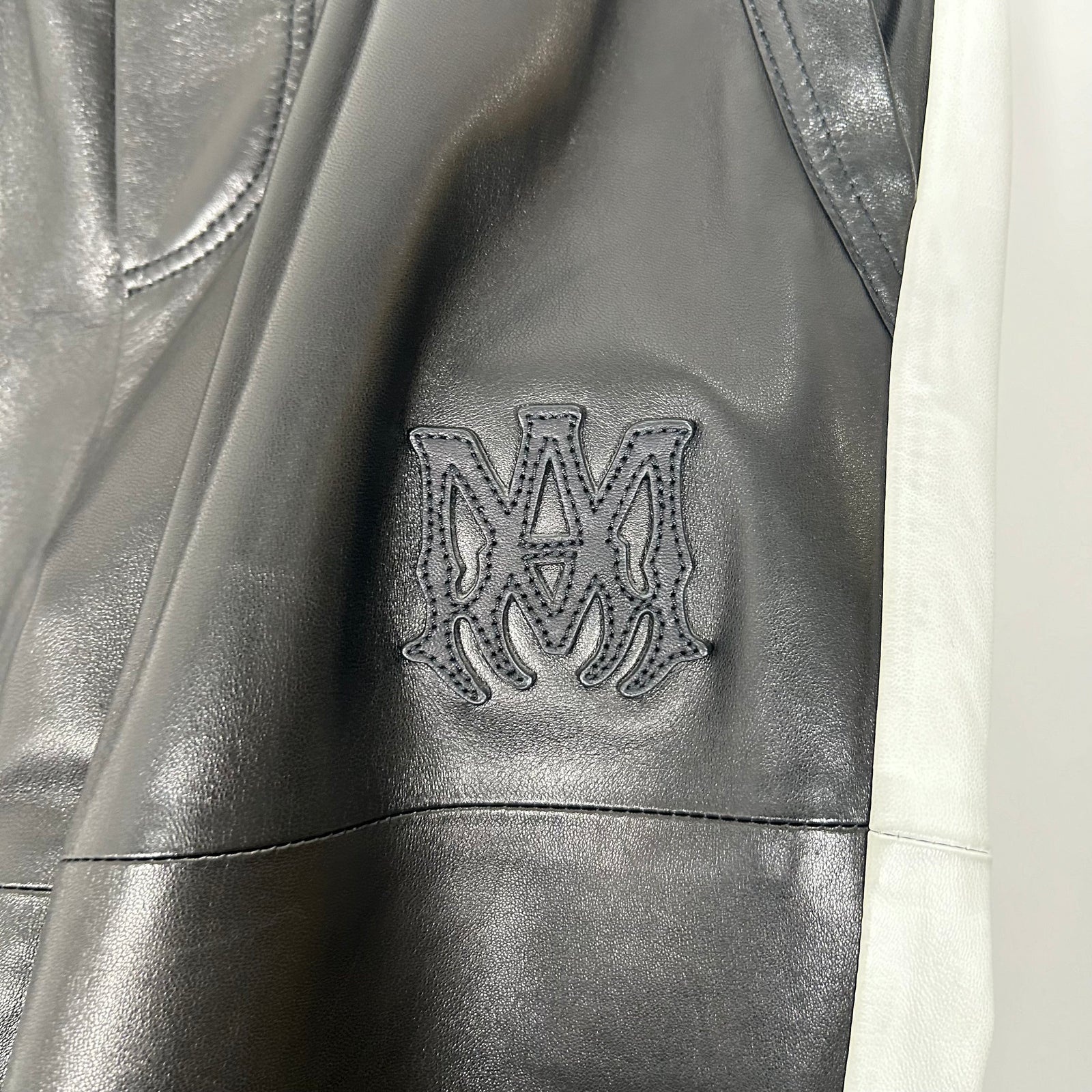 Amiri 'AM' Logo Leather Jogger Pants Size L