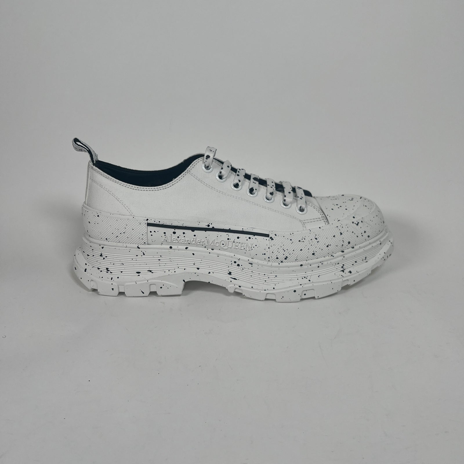 Alexander McQueen Speckled B&W Low Tread Slick Sneakers Size 47