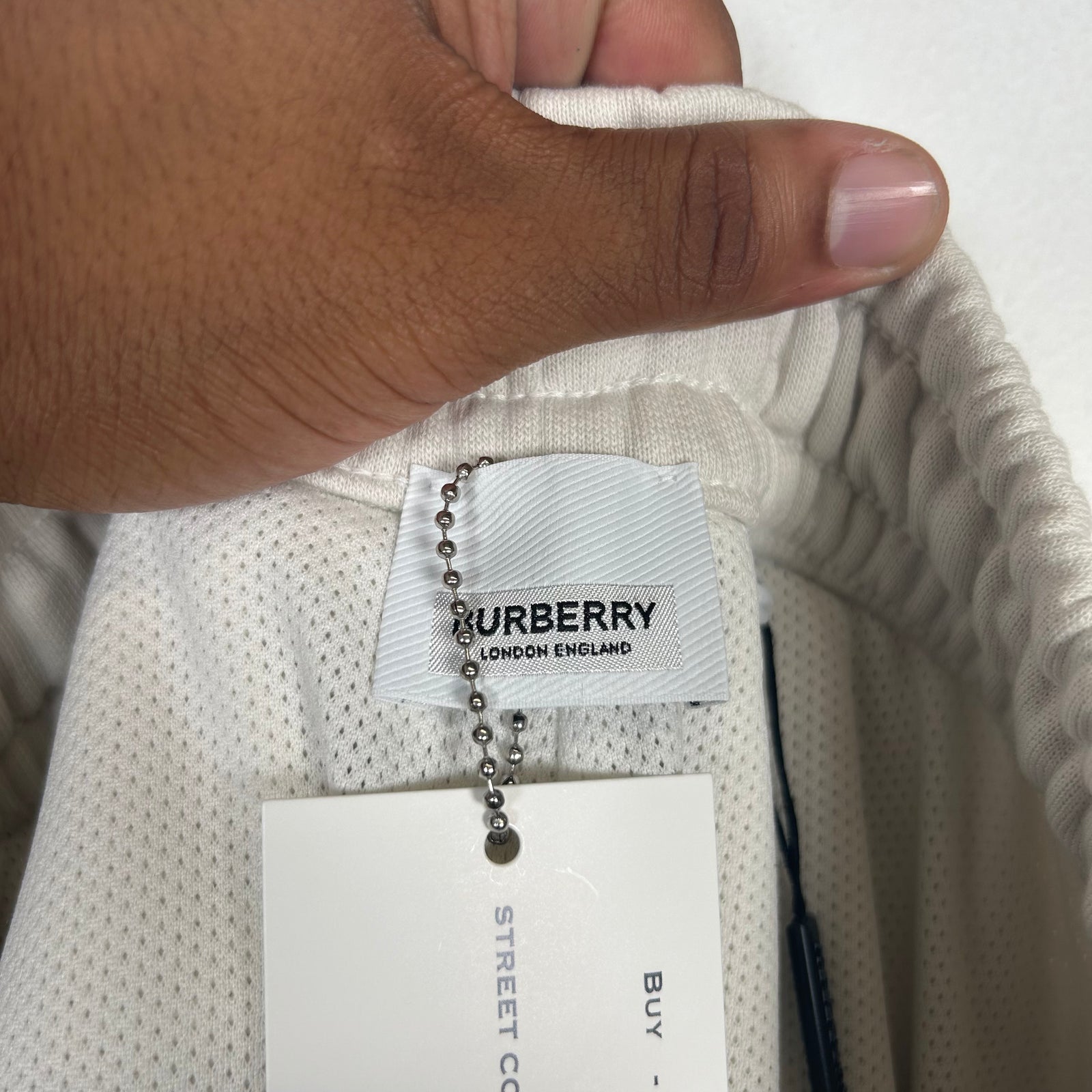 Burberry White Logo Side Short Size S