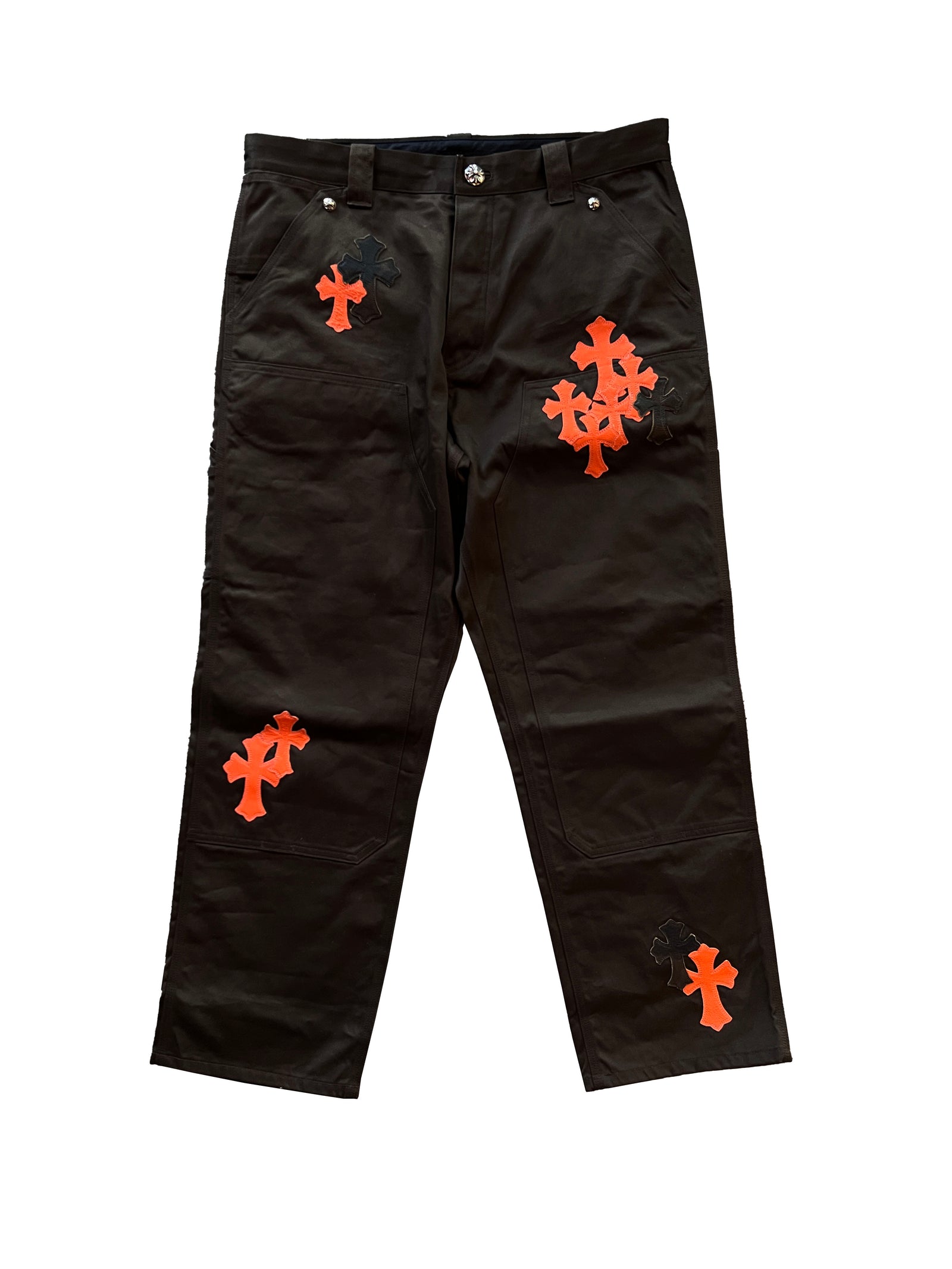 Chrome Hearts Brown Carpenter 23 Cross Patch Pants Size 36