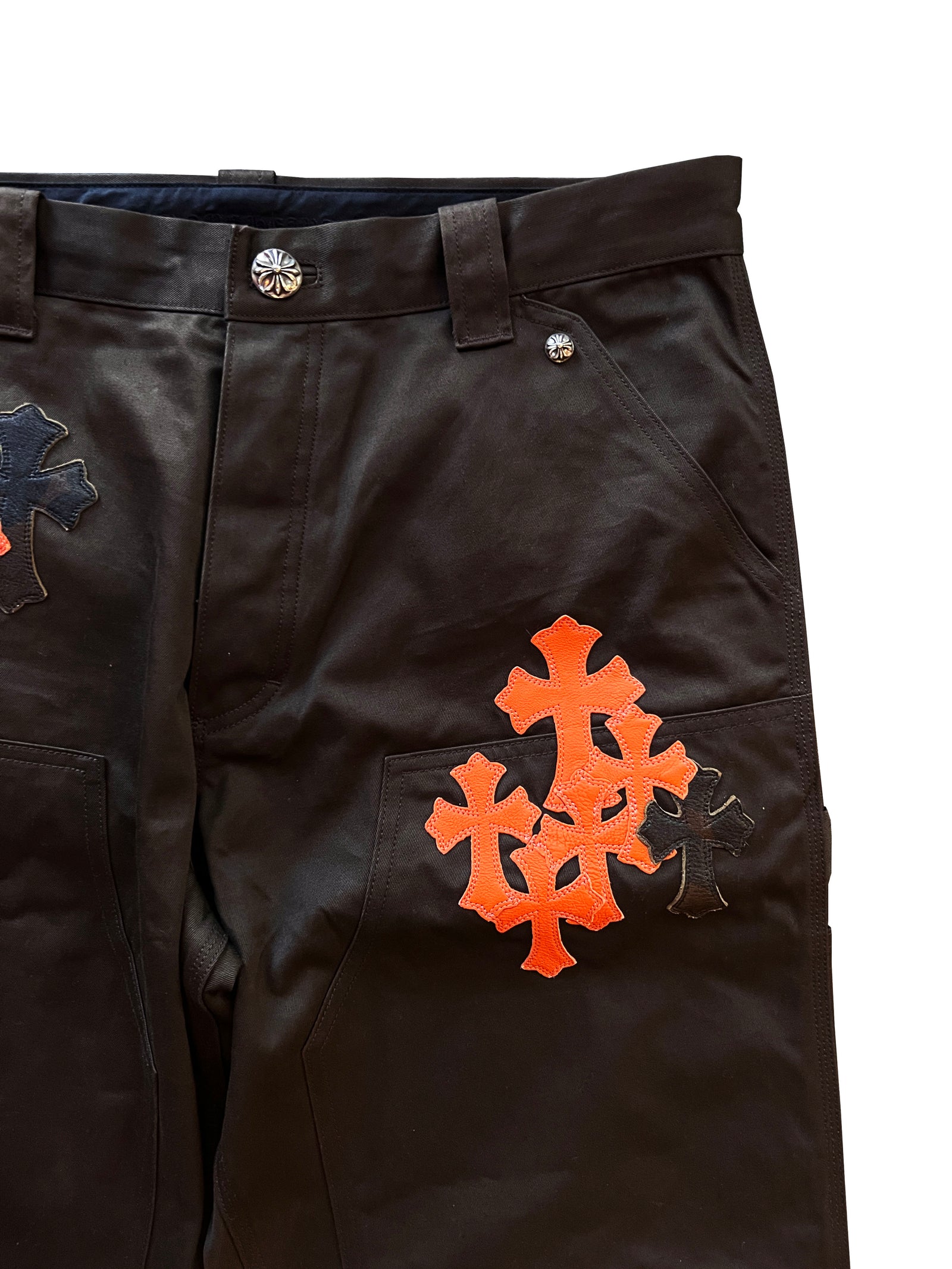 Chrome Hearts Brown Carpenter 23 Cross Patch Pants Size 36