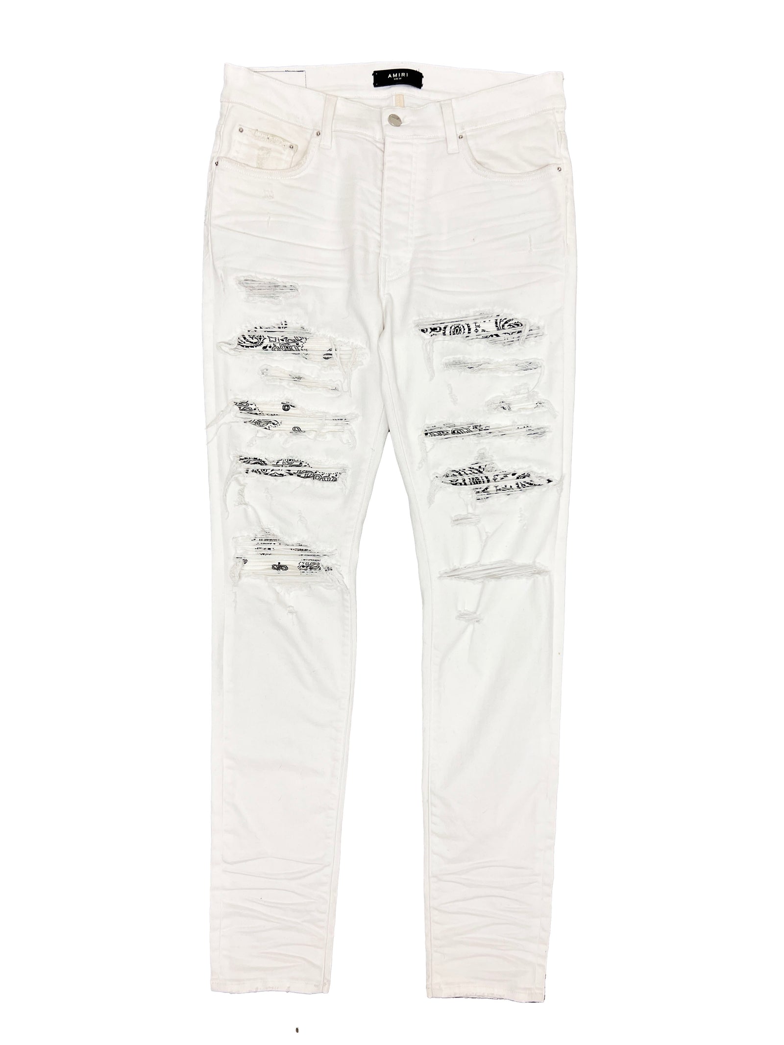 Amiri White MX1 Bandana Jeans Size 34