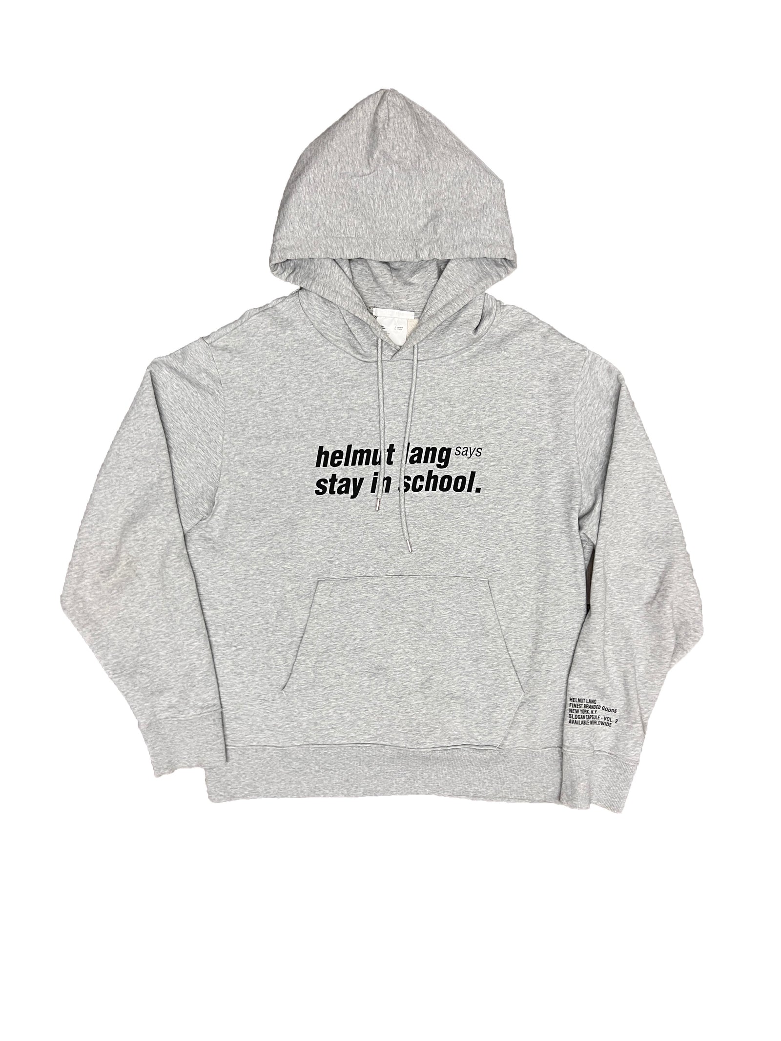 Helmut Lang Stay In School Hoodie Size Large
