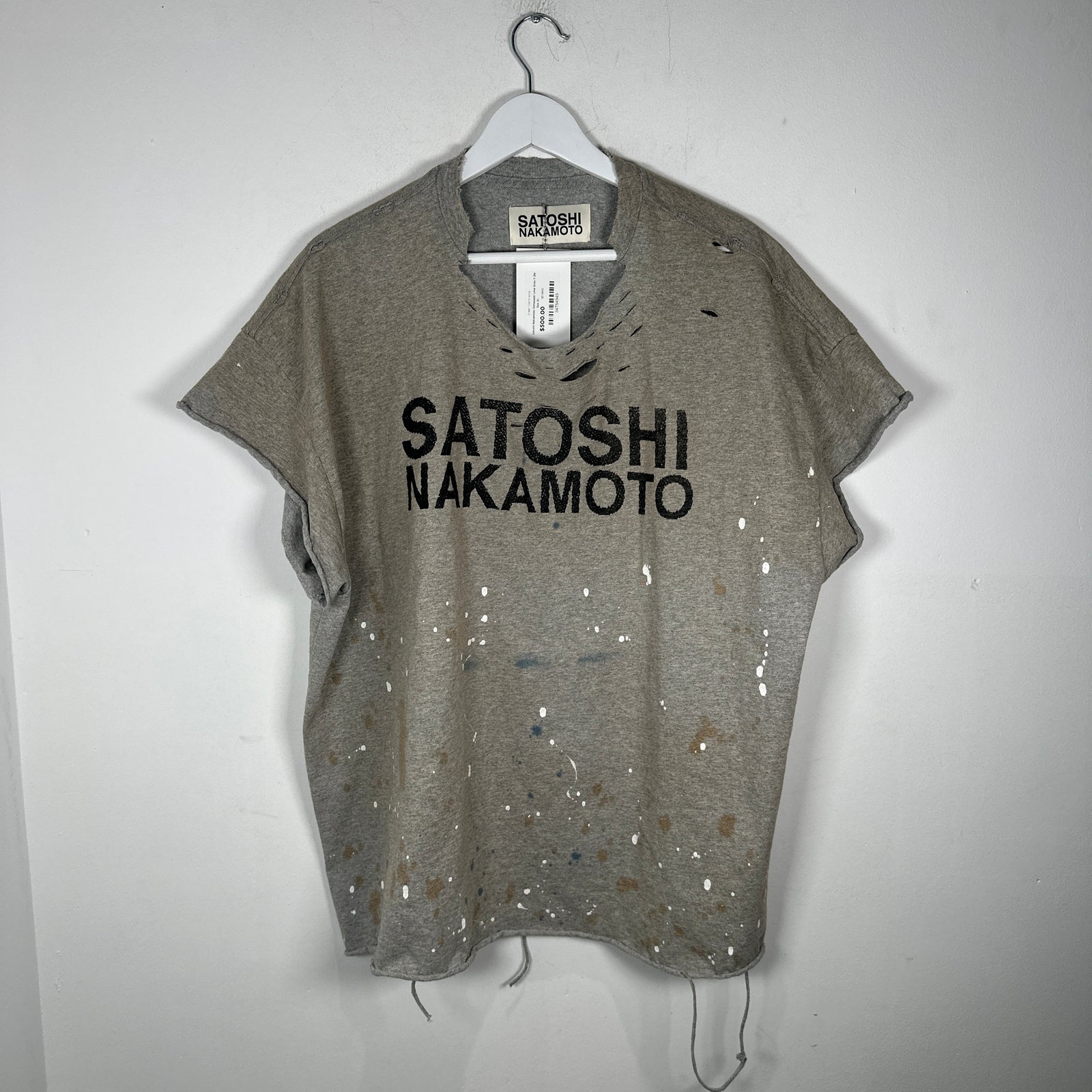 Satoshi Nakamoto Distressed Luke Grey T-Shirt Size XL