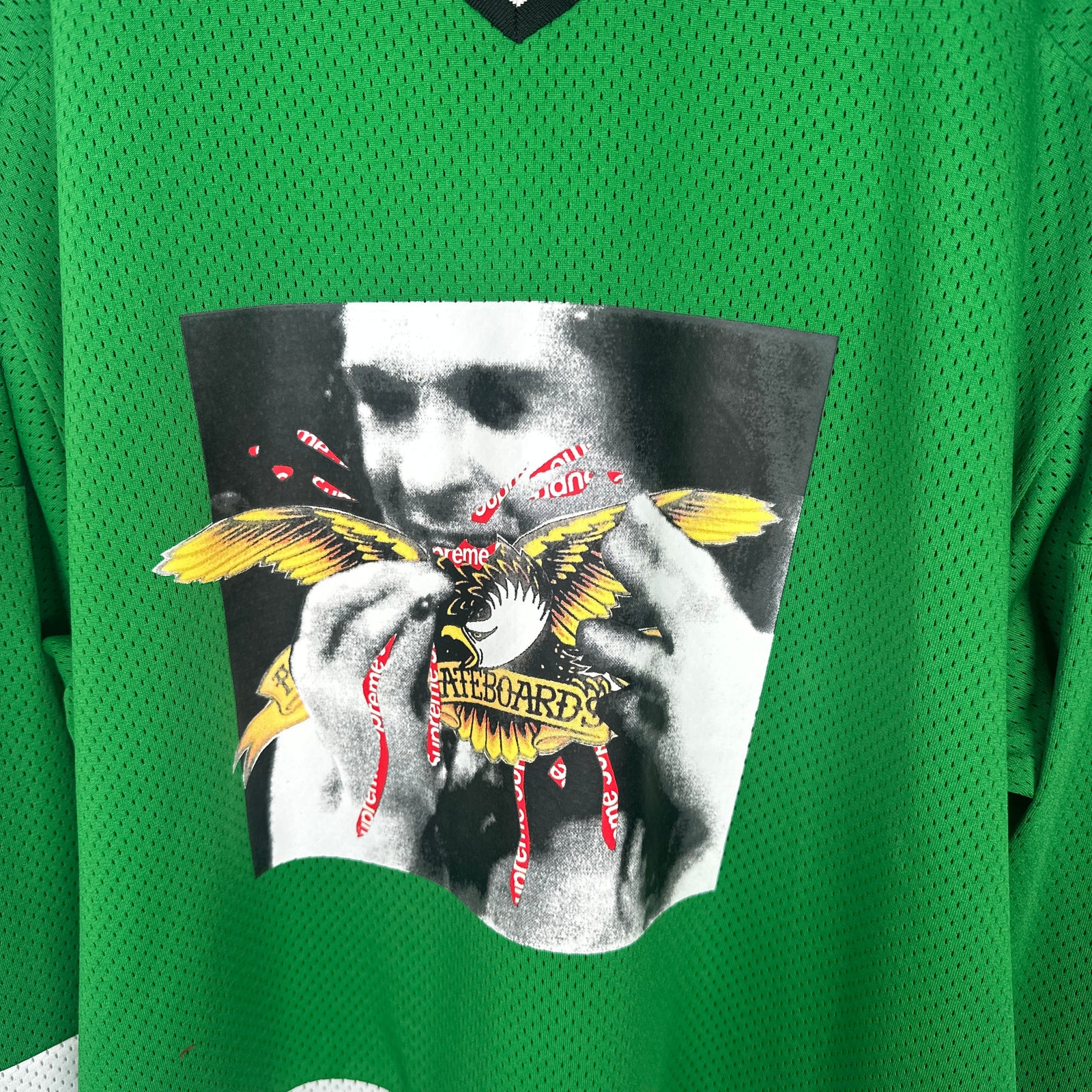 Supreme x Anti Hero Graphic Green Hockey Jersey Size L