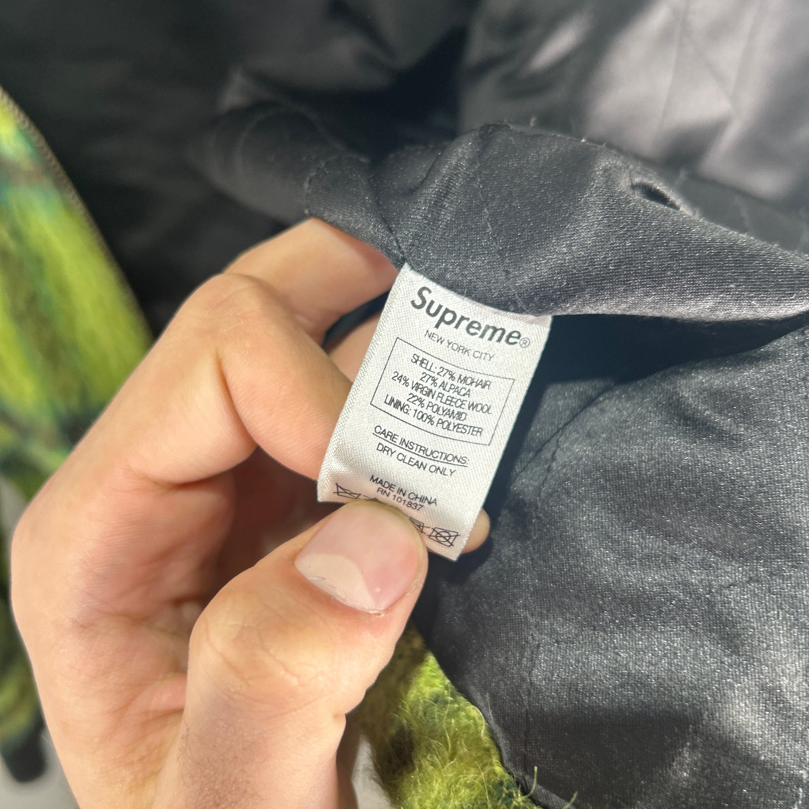 Supreme Green Plaid Mohair Jacket Size L