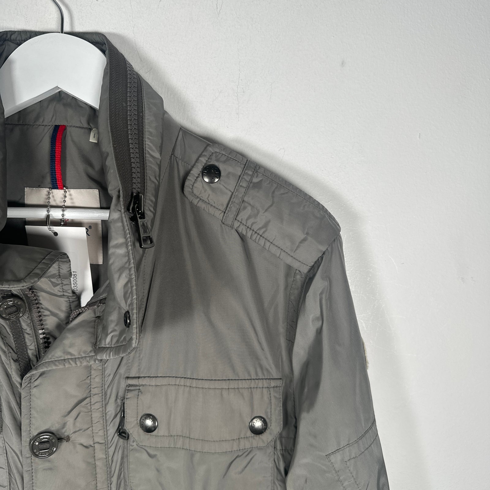 Moncler Grey Nylon Field Jacket Size XL
