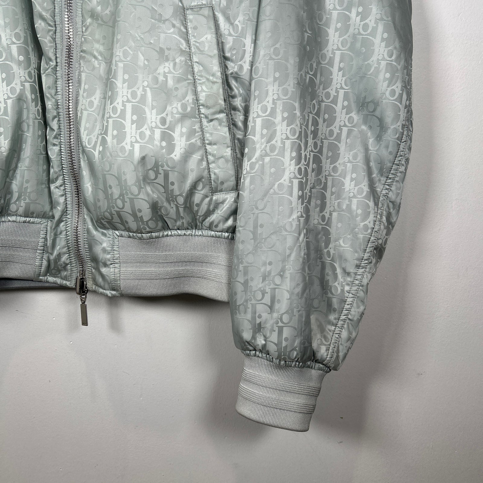 Dior Gray Nylon Oblique Reversible Bomber Jacket Size L