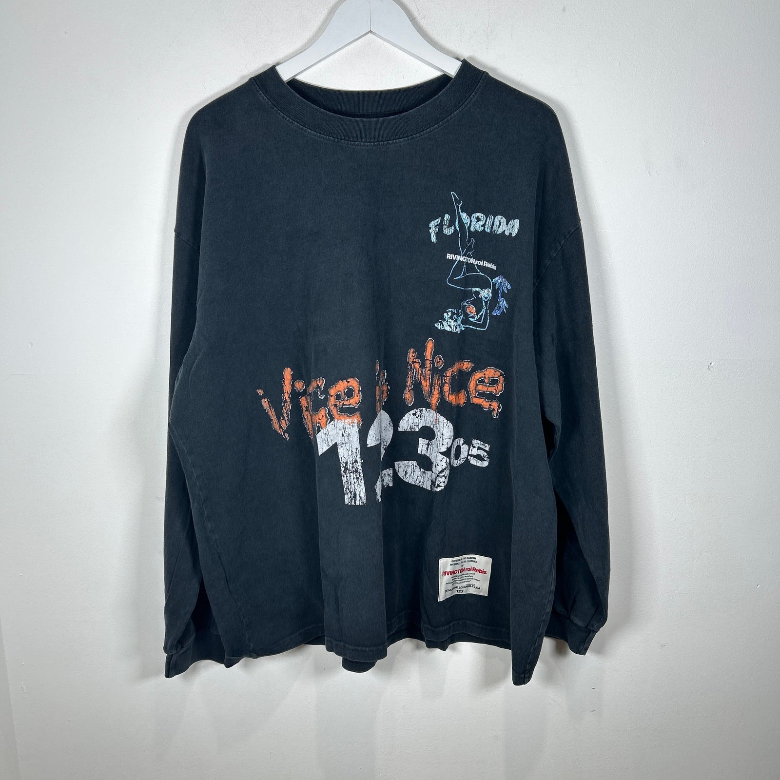RIVINGTON roi Rebis Gray 'Miami Vice' Long-Sleeve T-Shirt Size XXL