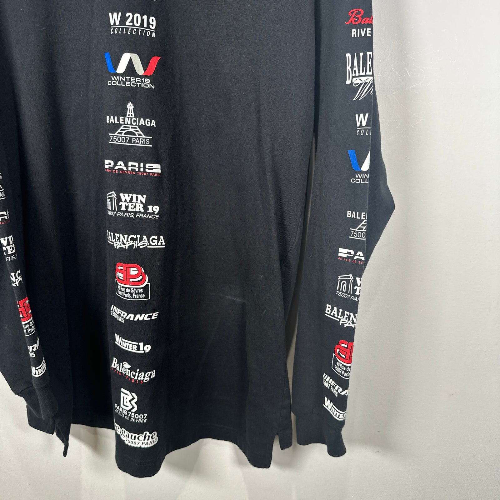 Balenciaga Black Multi-logo High-neck Long-sleeve Shirt Size XXL