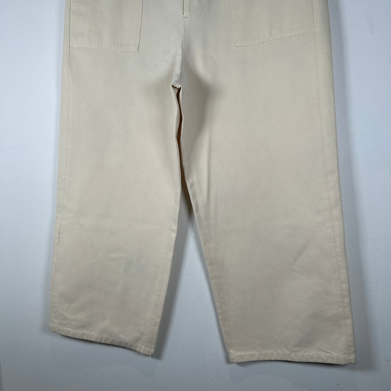 Gucci Cream Canvas Floral Logo Workwear Pants Size 30