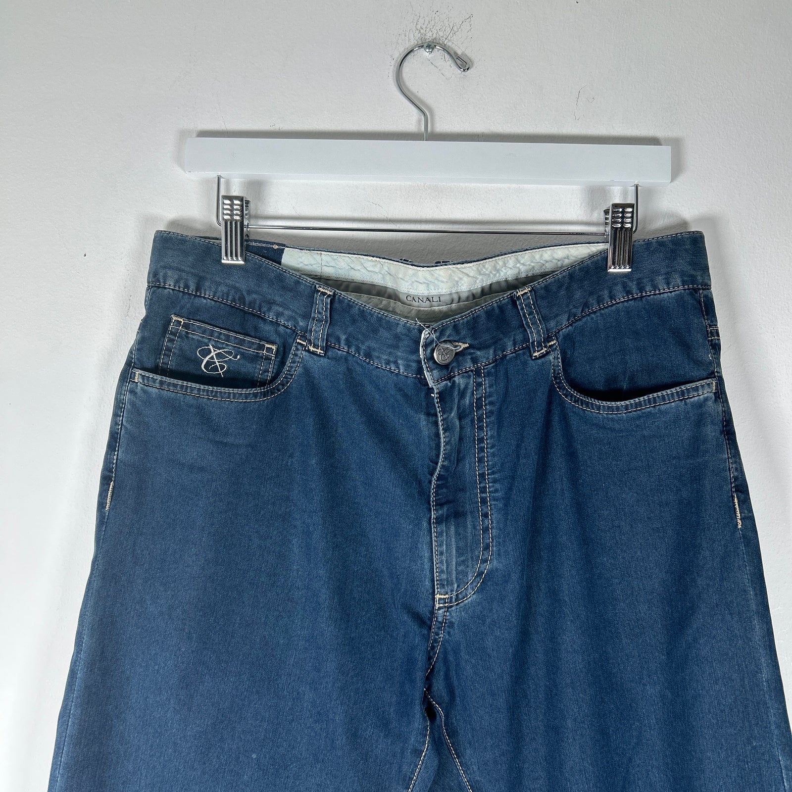 Canali Blue Wash Denim Jeans Size 52it
