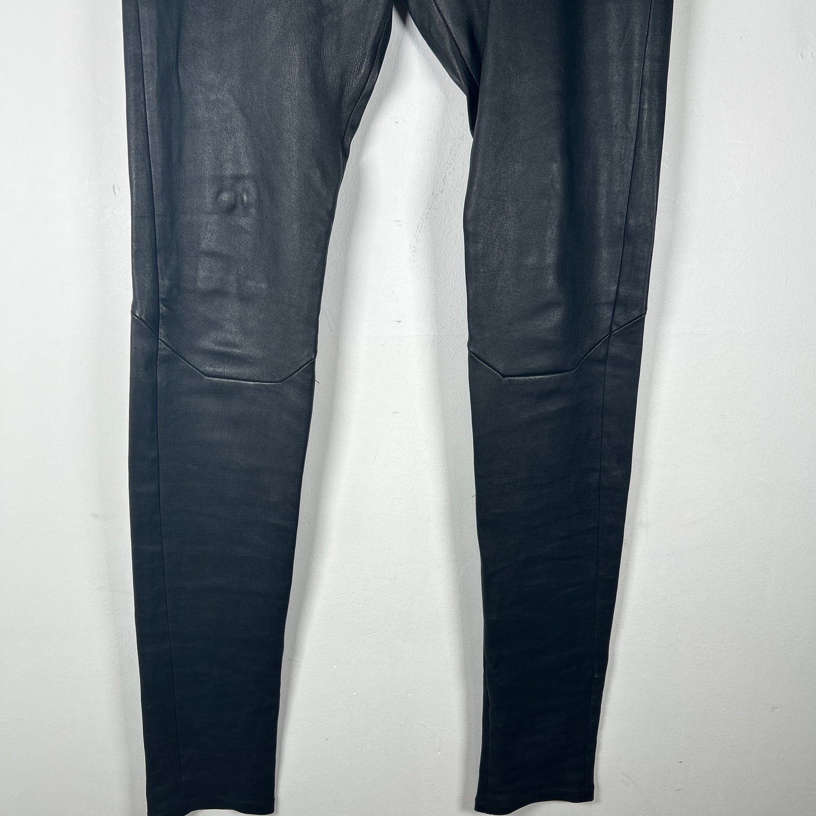 Rick Owens 'Phlegethon' Black Leather Leggings Size 48