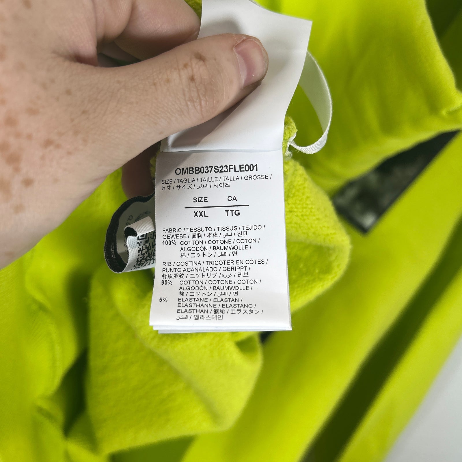Off-White Neon Green Caravaggio Arrows Hoodie Size XXL