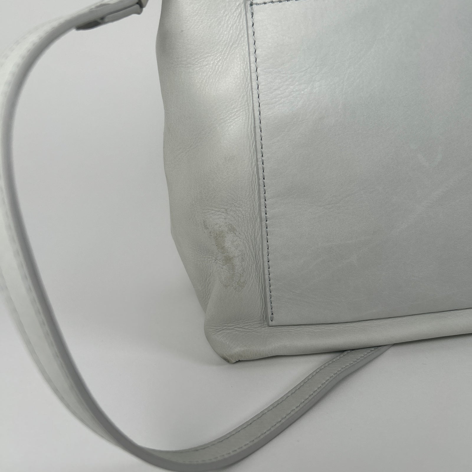 Rick Owens Light Gray Leather Small 'Adri' Flap Messenger Bag