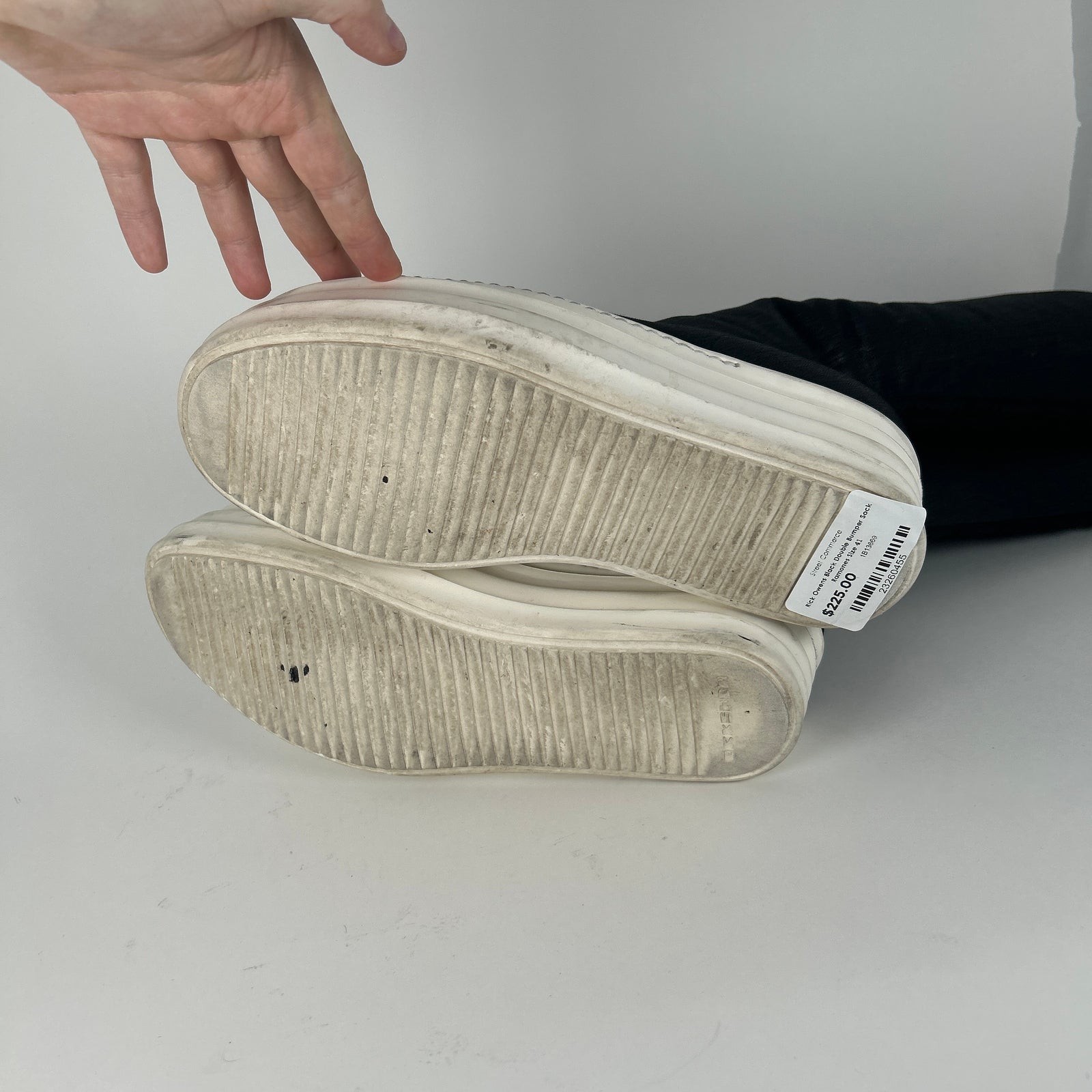 Rick Owens Black Double Bumper Sock Ramones Size 41