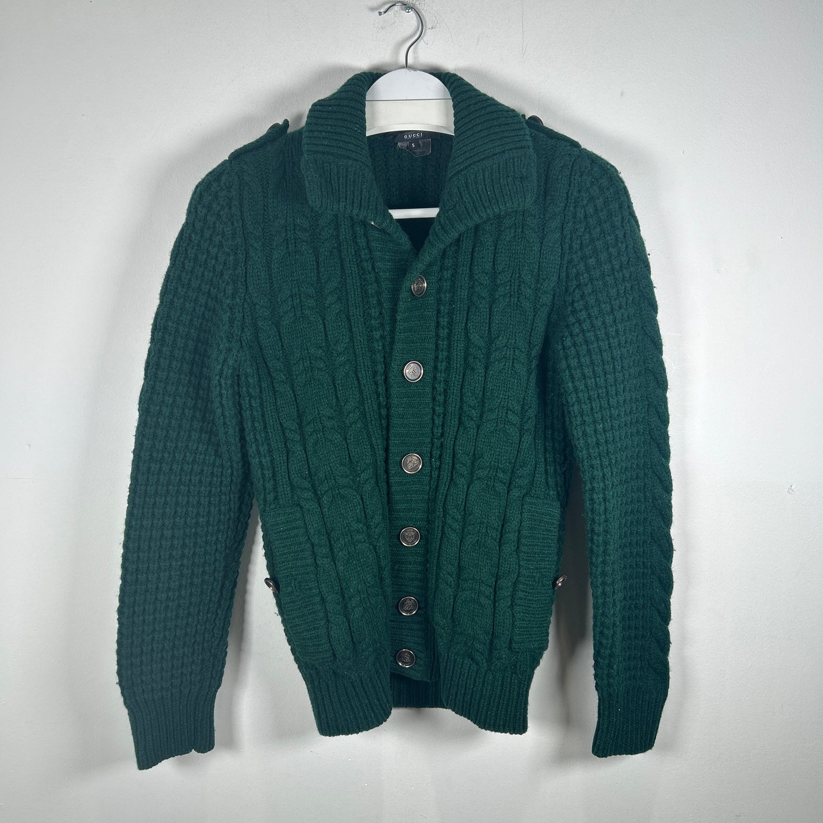 Gucci Cable Knit Green Cardigan Size S