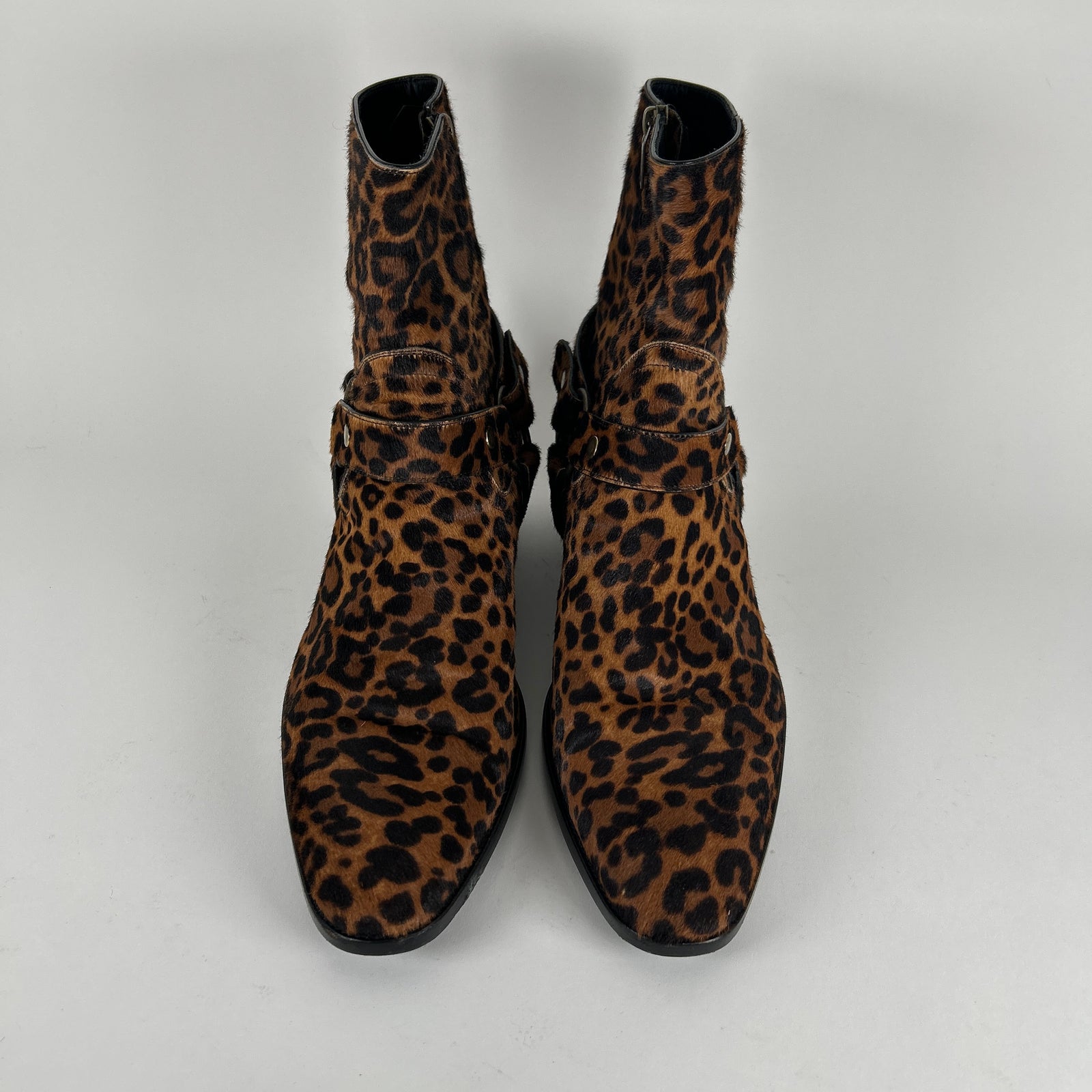 Saint Laurent Ponyhair Leopard Wyatt Boots Size 45