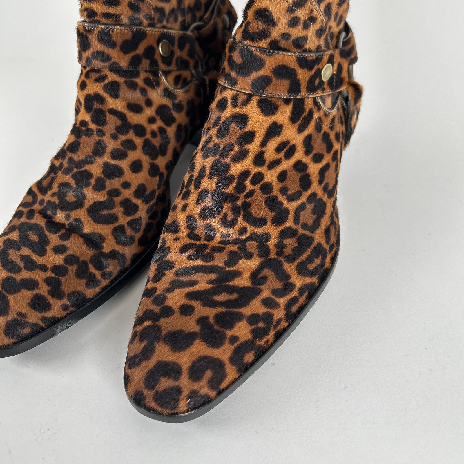 Saint Laurent Ponyhair Leopard Wyatt Boots Size 45