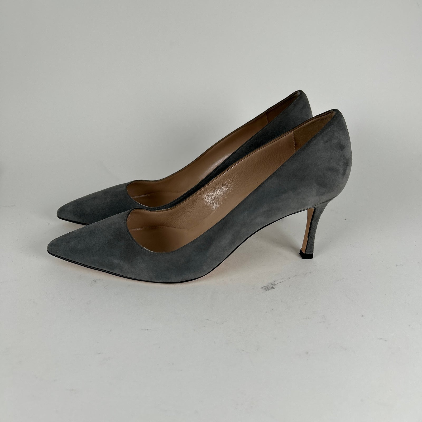 Manolo Blahnik Grey Suede Pump Heels Size 38