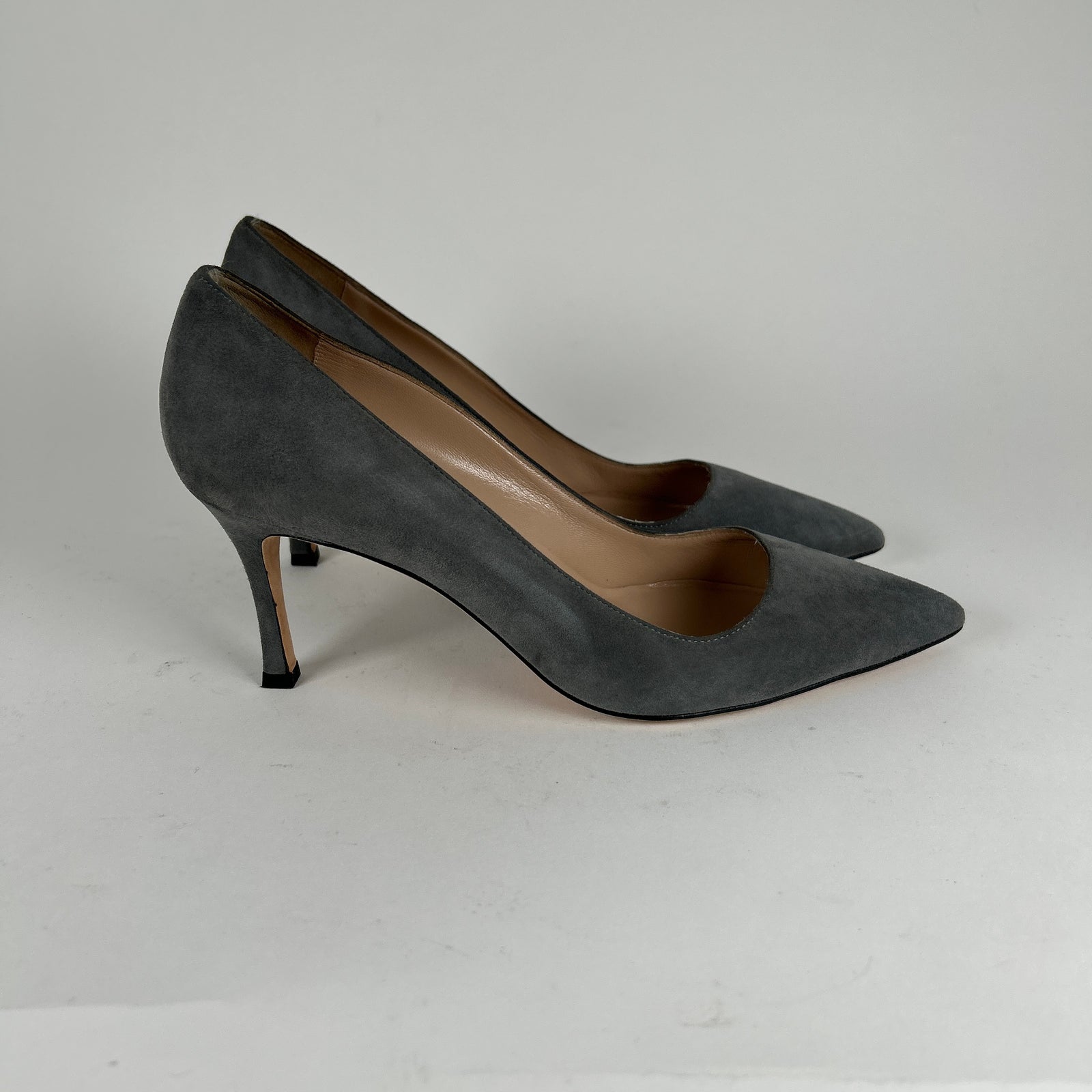 Manolo Blahnik Grey Suede Pump Heels Size 38